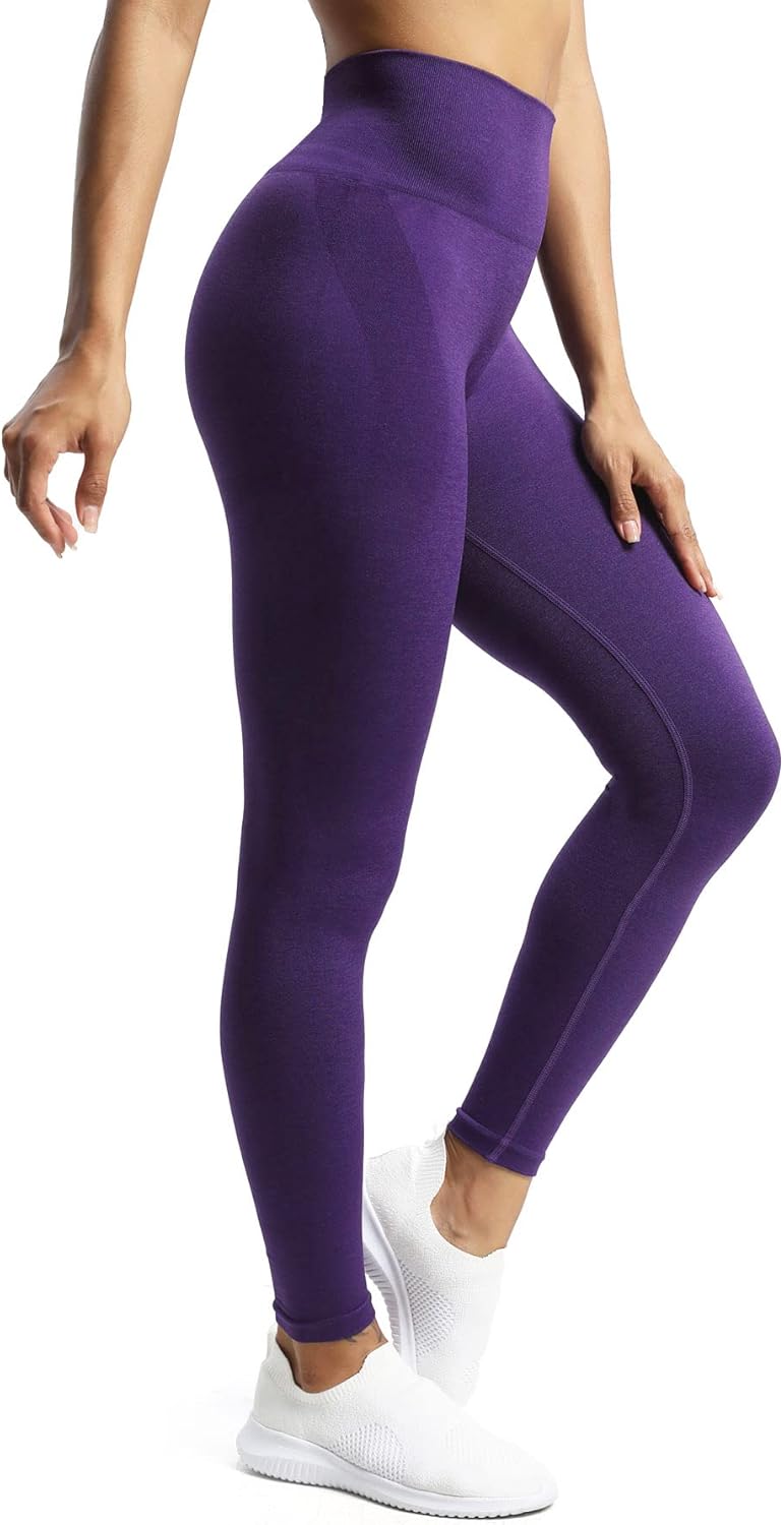 Aoxjox Scrunch Seamless Leggings for Women High Waisted Tummy Control 20 Smile Contour Workout Leggings Yoga Pants 24quotPurple Marlscrunch