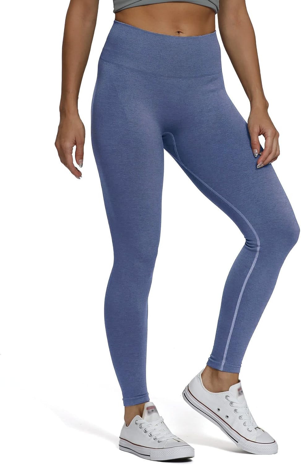 Aoxjox Scrunch Seamless Leggings for Women High Waisted Tummy Control 20 Smile Contour Workout Leggings Yoga Pants 24quotSteel Blue Marlscrunch
