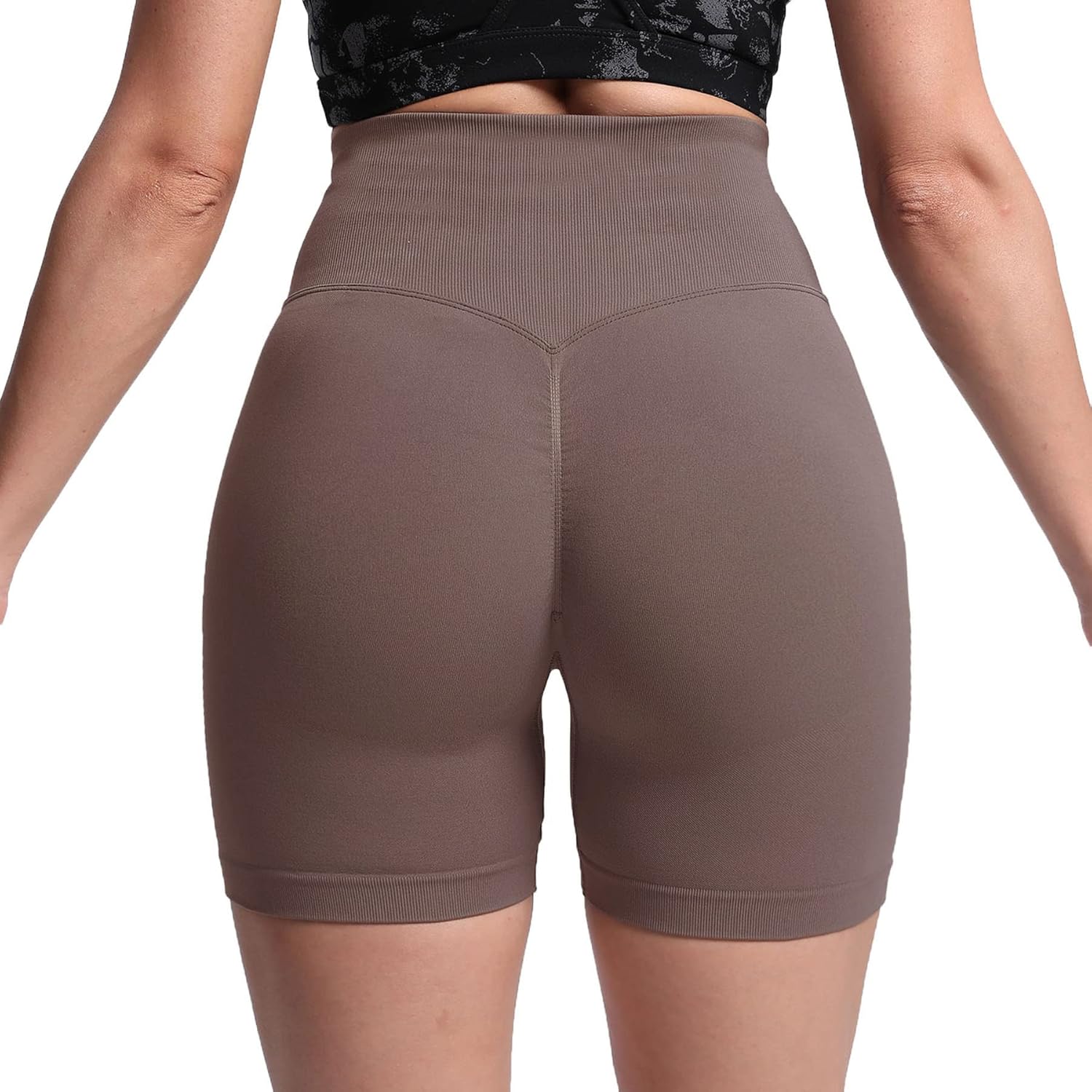 Aoxjox Scrunch Workout Shorts for Women Seamless TieDye Butt Lifting Short Gym Running Active Exercise Fitness Yoga Shorts2 Coffee Thin Scrunch Version