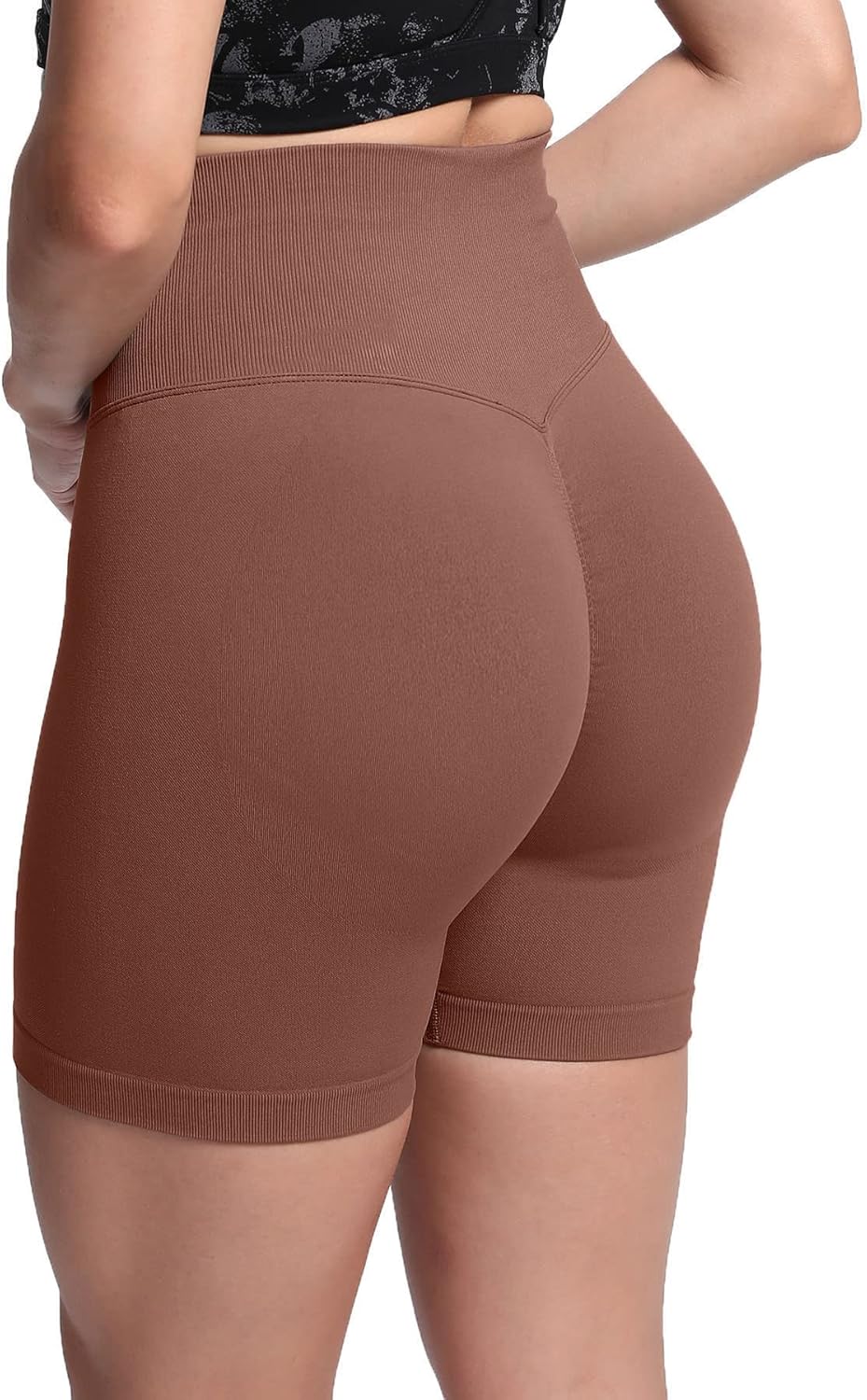 Aoxjox Scrunch Workout Shorts for Women Seamless TieDye Butt Lifting Short Gym Running Active Exercise Fitness Yoga Shorts2 Dandelion Brown Thin Scrunch Version