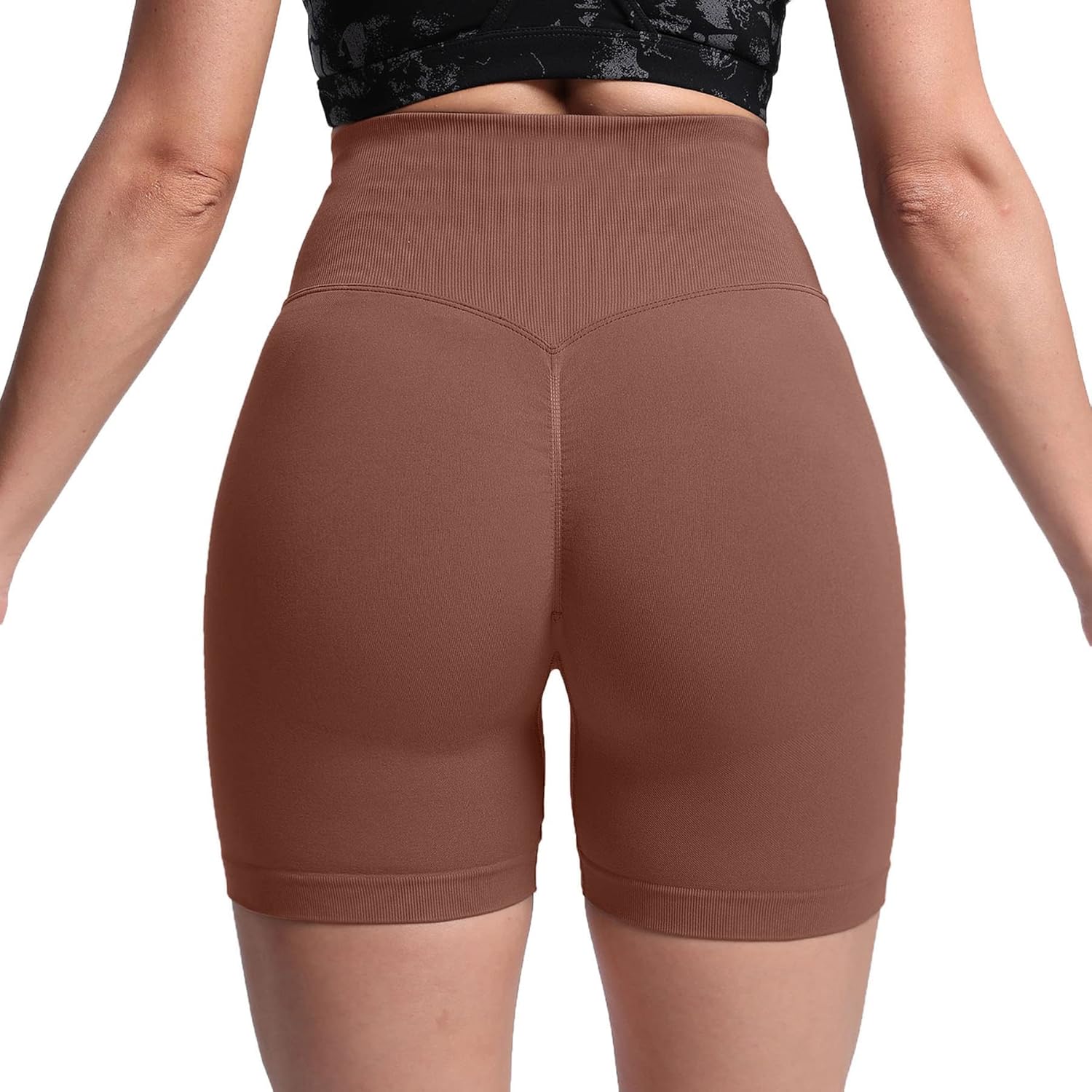 Aoxjox Scrunch Workout Shorts for Women Seamless TieDye Butt Lifting Short Gym Running Active Exercise Fitness Yoga Shorts2 Dandelion Brown Thin Scrunch Version