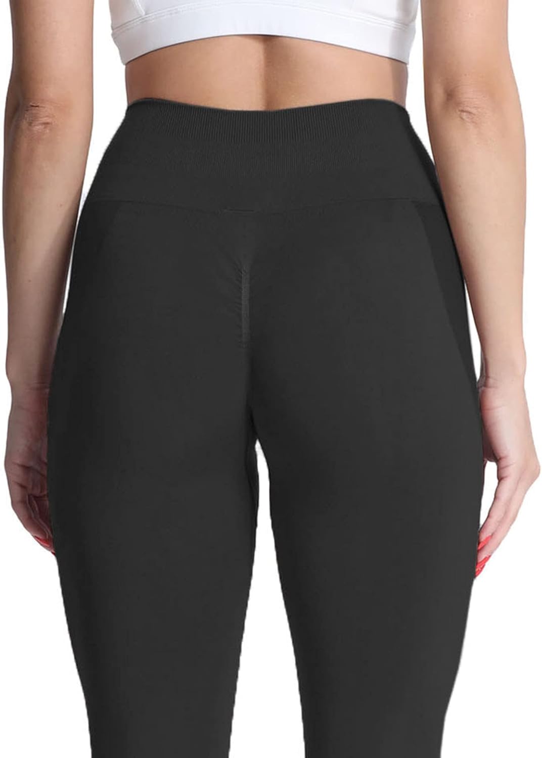 Aoxjox Seamless Scrunch Legging for Women Asset Tummy Control Workout Gym Fitness Sport Active Yoga Pants 22A Black