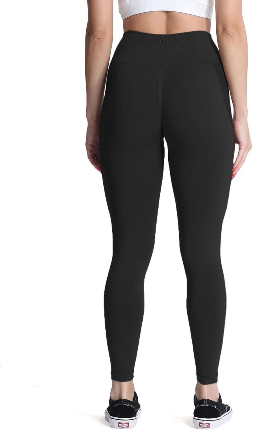 Aoxjox Seamless Scrunch Legging for Women Asset Tummy Control Workout Gym Fitness Sport Active Yoga Pants 22A Black