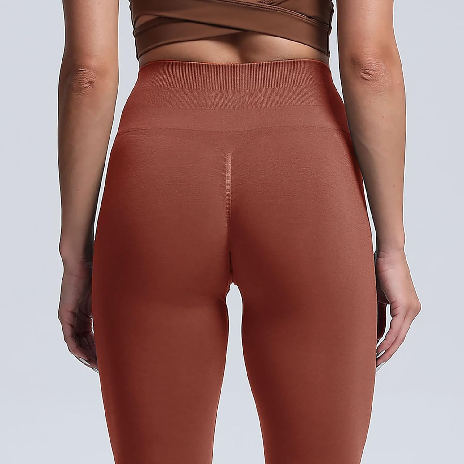 Aoxjox Seamless Scrunch Legging for Women Asset Tummy Control Workout Gym Fitness Sport Active Yoga Pants 22A Butterbrown
