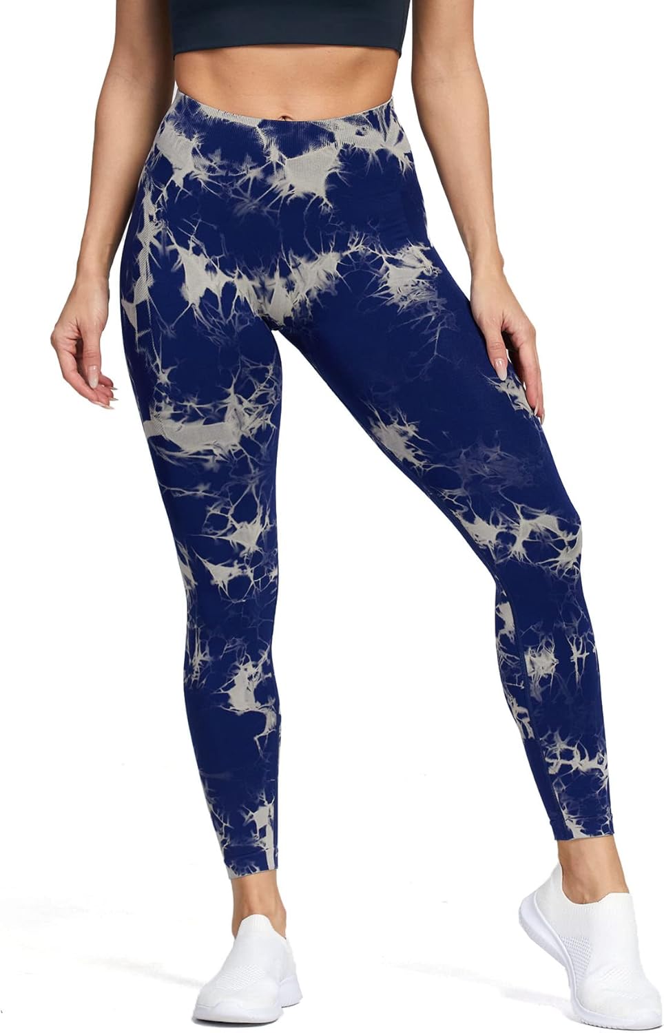 Aoxjox Seamless Scrunch Legging for Women Asset Tummy Control Workout Gym Fitness Sport Active Yoga Pants 22A Splashdye Blue