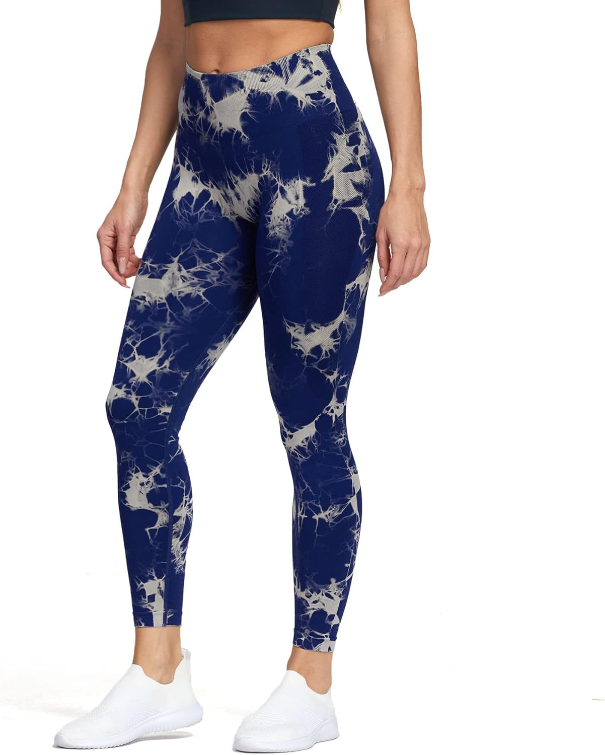 Aoxjox Seamless Scrunch Legging for Women Asset Tummy Control Workout Gym Fitness Sport Active Yoga Pants 22A Splashdye Blue