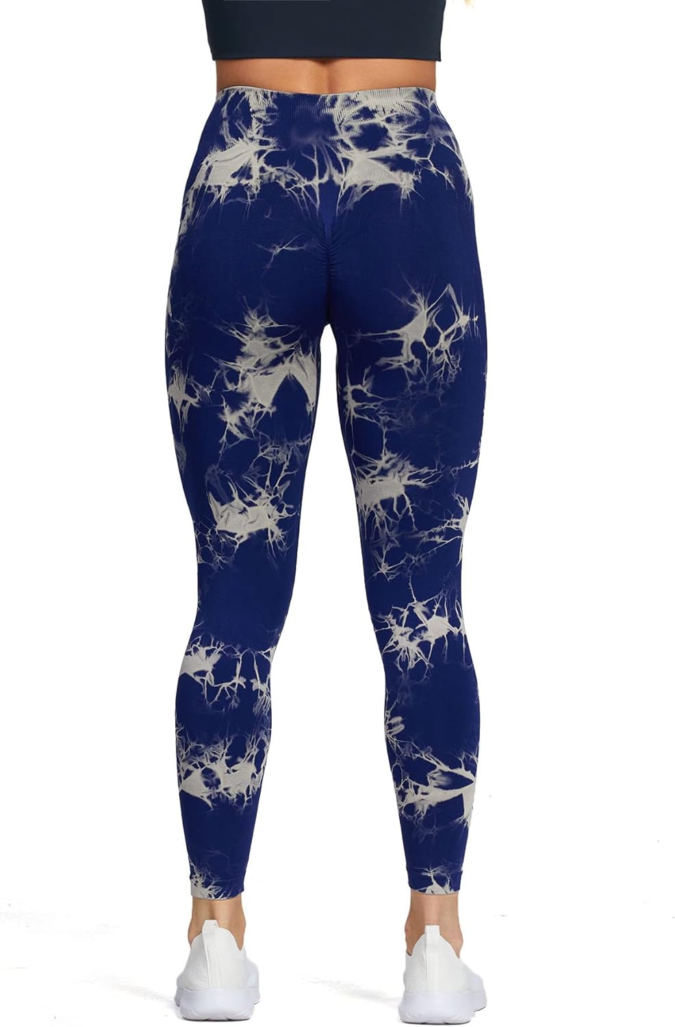 Aoxjox Seamless Scrunch Legging for Women Asset Tummy Control Workout Gym Fitness Sport Active Yoga Pants 22A Splashdye Blue