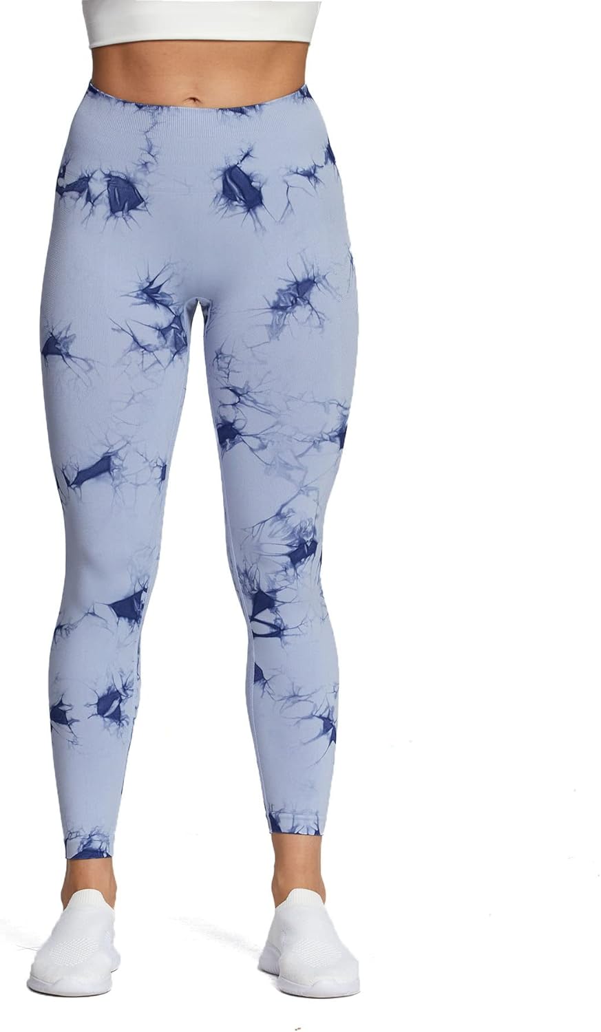 Aoxjox Seamless Scrunch Legging for Women Asset Tummy Control Workout Gym Fitness Sport Active Yoga Pants 22A Tiedye Light Blue