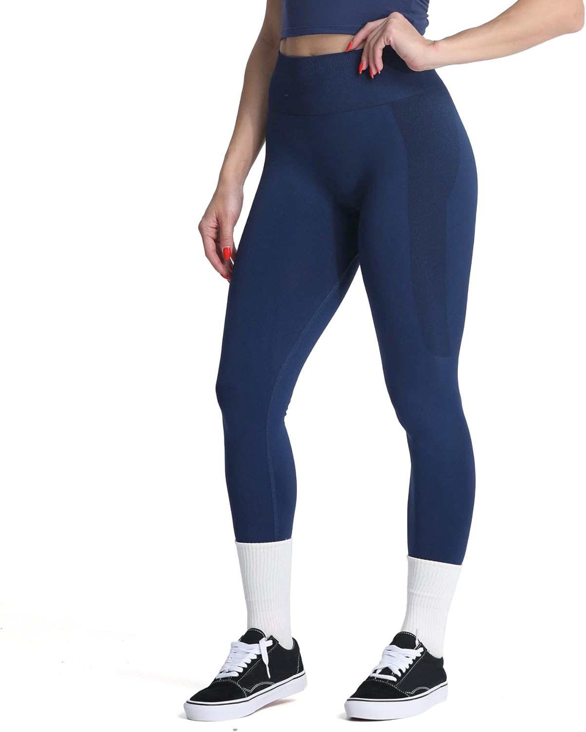 Aoxjox Seamless Scrunch Legging for Women Asset Tummy Control Workout Gym Fitness Sport Active Yoga Pants 22A Tuxedo Navy