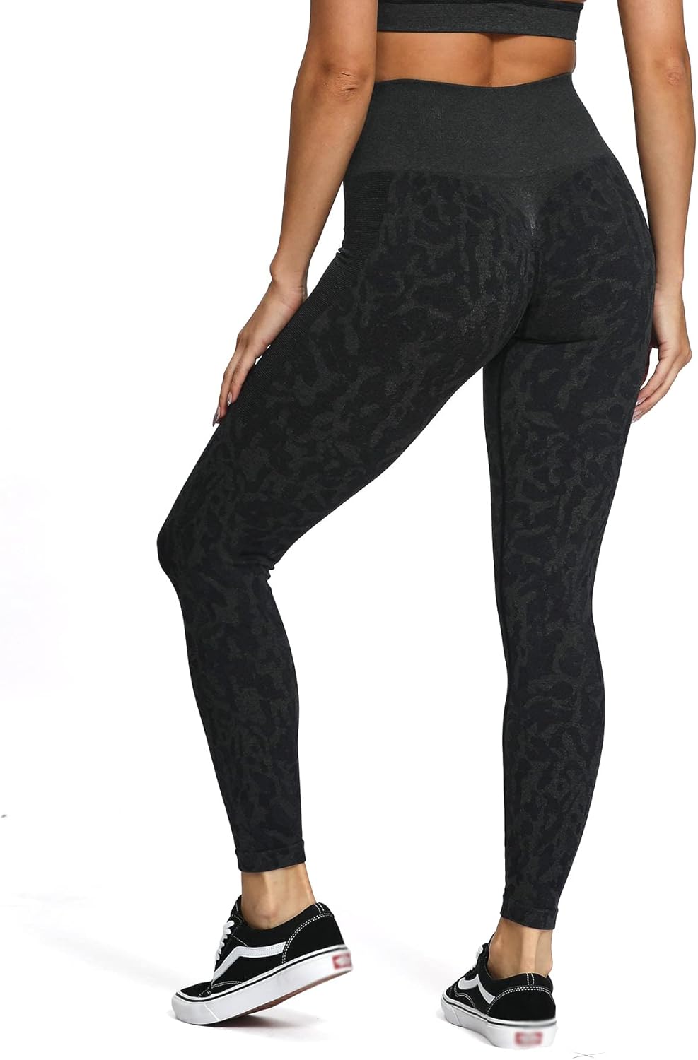 Aoxjox Seamless Scrunch Legging for Women Asset Tummy Control Workout Gym Fitness Sport Active Yoga Pants 22Black Butterfly Camo