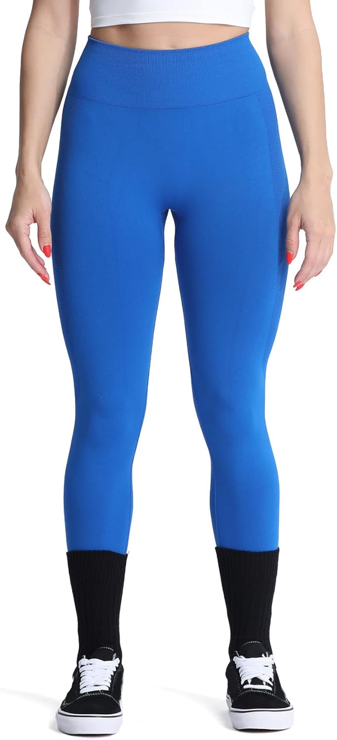 Aoxjox Seamless Scrunch Legging for Women Asset Tummy Control Workout Gym Fitness Sport Active Yoga Pants 22Blue