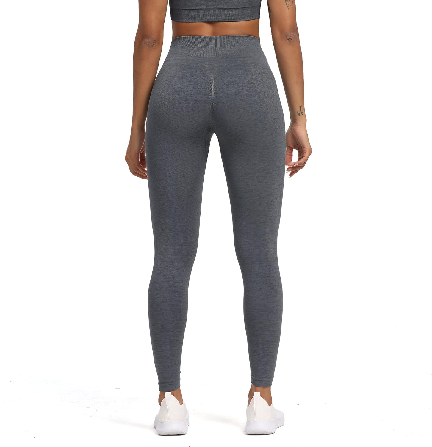 Aoxjox Seamless Scrunch Legging for Women Asset Tummy Control Workout Gym Fitness Sport Active Yoga Pants 22Dark Grey Marl