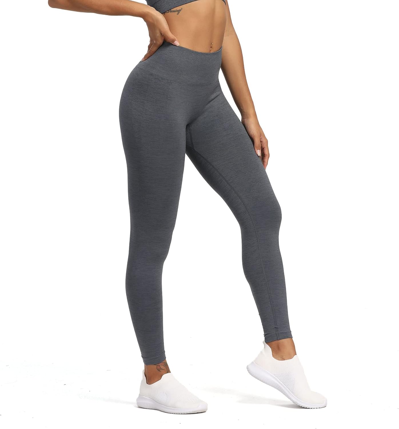 Aoxjox Seamless Scrunch Legging for Women Asset Tummy Control Workout Gym Fitness Sport Active Yoga Pants 22Dark Grey Marl