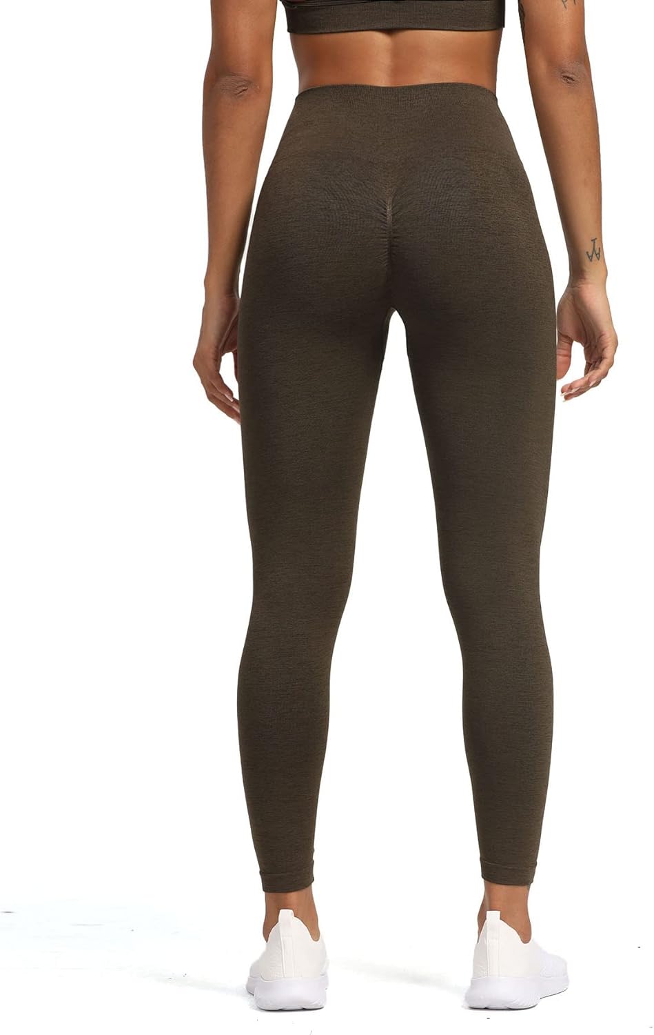Aoxjox Seamless Scrunch Legging for Women Asset Tummy Control Workout Gym Fitness Sport Active Yoga Pants 22Olive