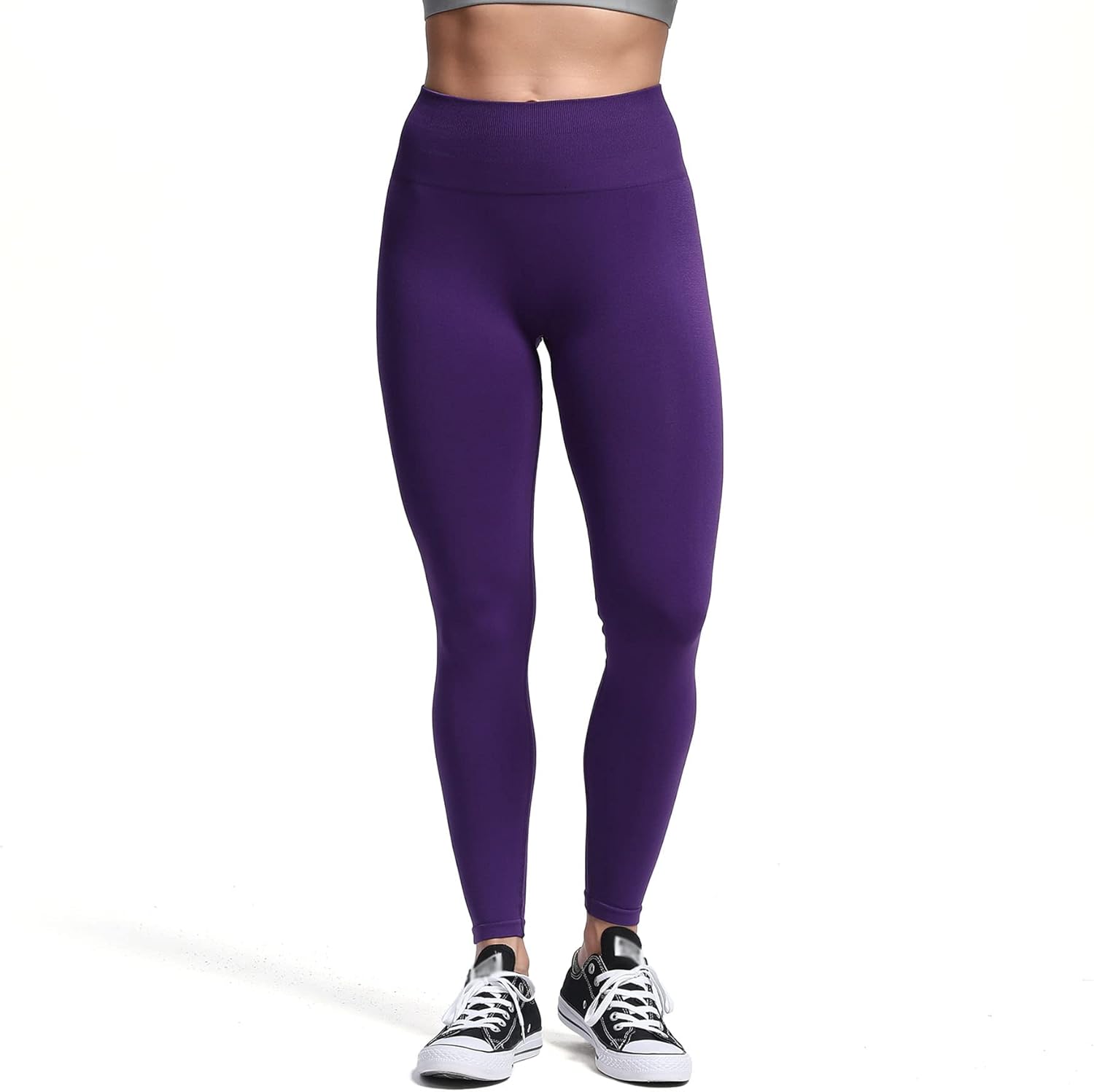 Aoxjox Seamless Scrunch Legging for Women Asset Tummy Control Workout Gym Fitness Sport Active Yoga Pants 22Petunia Purple With Logo