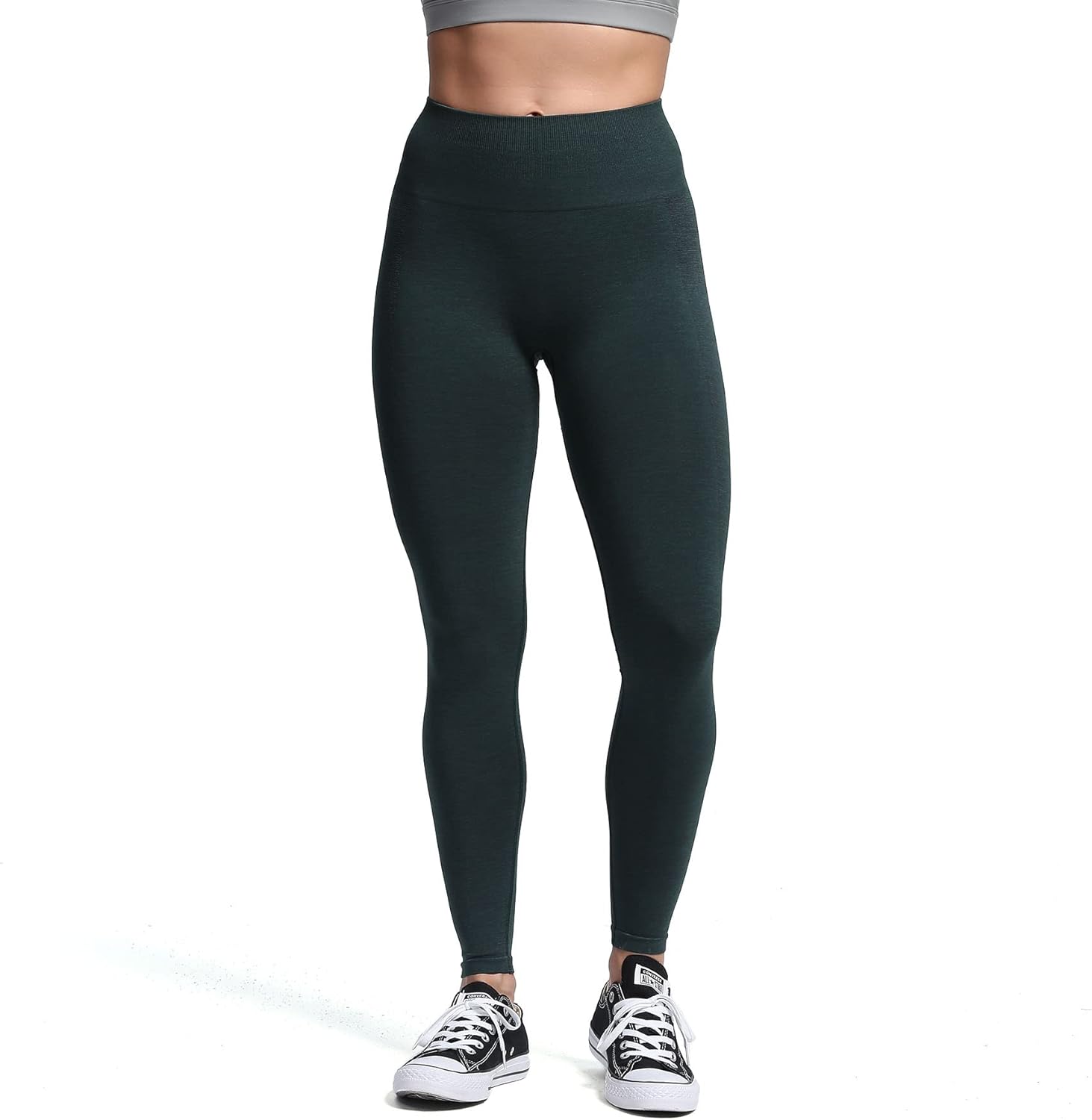 Aoxjox Seamless Scrunch Legging for Women Asset Tummy Control Workout Gym Fitness Sport Active Yoga Pants 22Ponderosa Green Marl With Logo