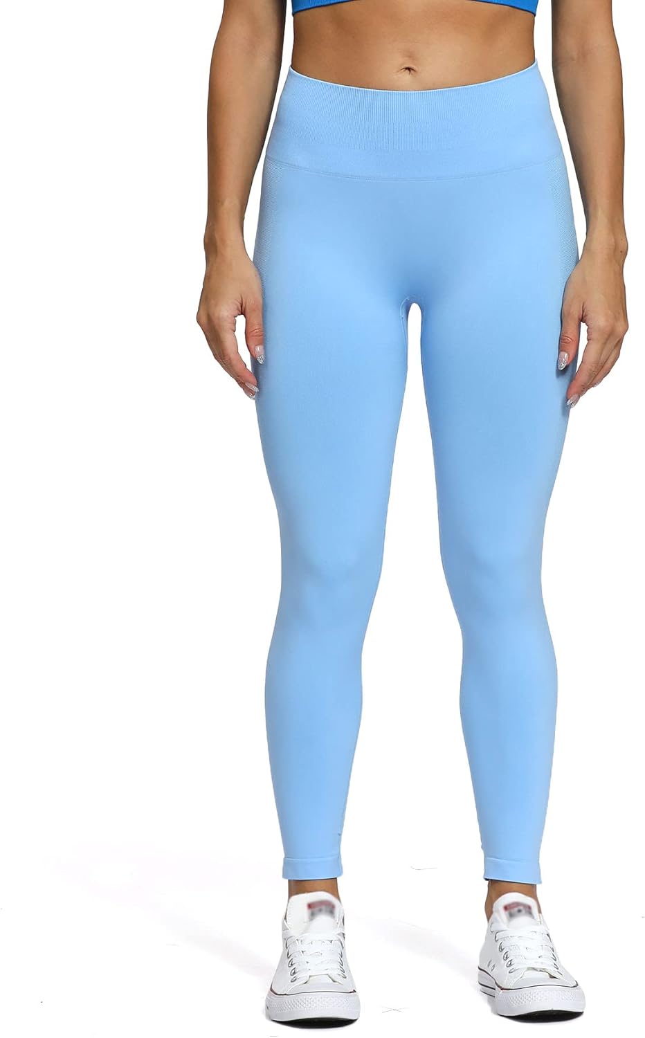 Aoxjox Seamless Scrunch Legging for Women Asset Tummy Control Workout Gym Fitness Sport Active Yoga Pants 22Sky Blue Not Squat Proof  But Cute