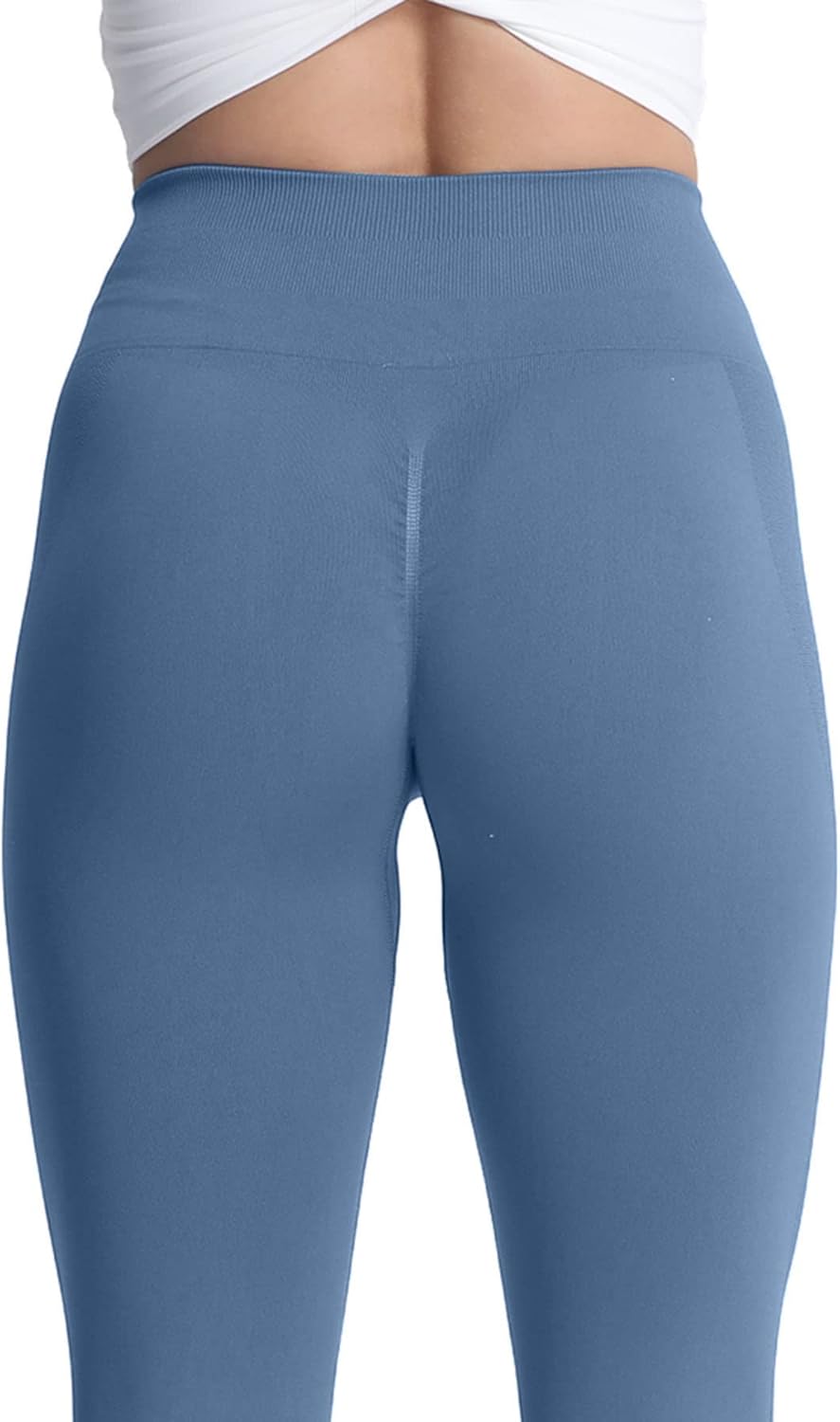 Aoxjox Seamless Scrunch Legging for Women Asset Tummy Control Workout Gym Fitness Sport Active Yoga Pants 22Steel Blue Not Squat Proof  But Cute