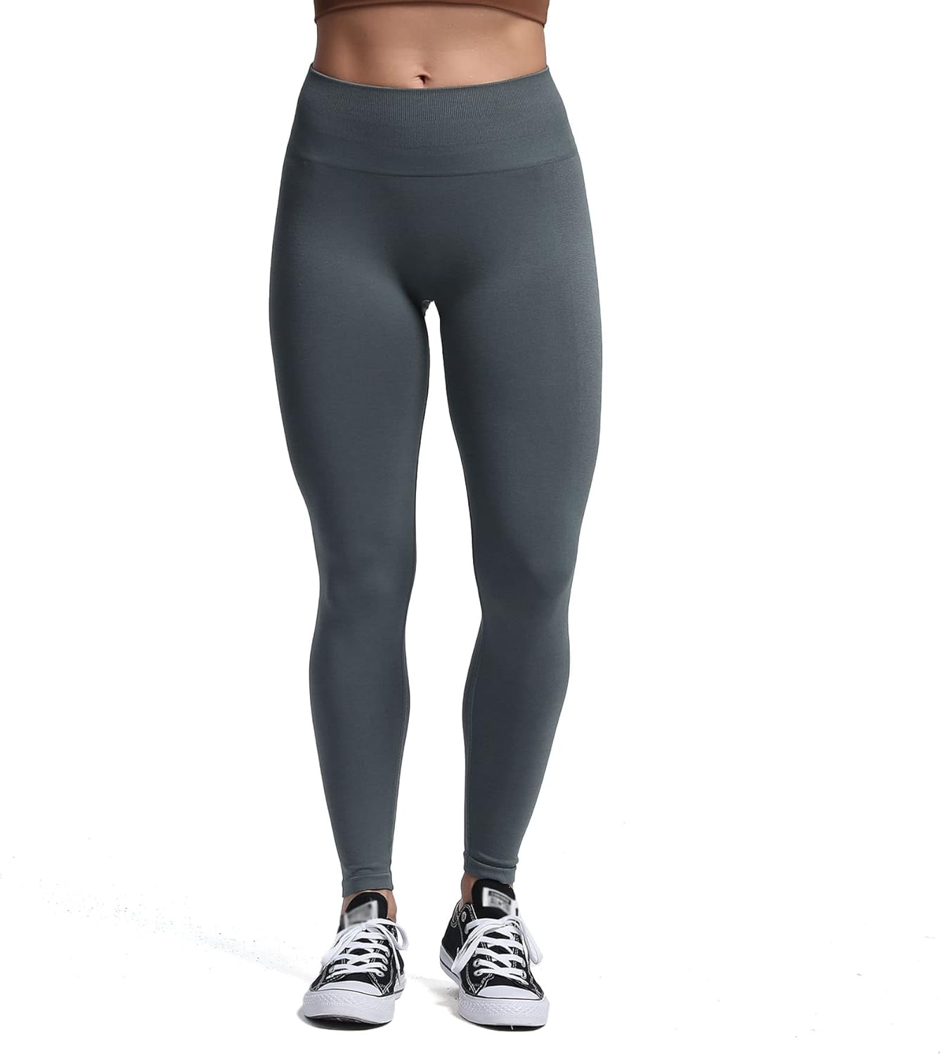 Aoxjox Seamless Scrunch Legging for Women Asset Tummy Control Workout Gym Fitness Sport Active Yoga Pants 22Steel With Logo