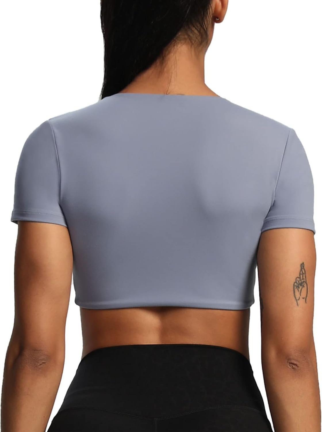 Aoxjox Short Sleeve Crop Tops for Women Sienna Twist Deep V Workout Crop T Shirt TopLazuli