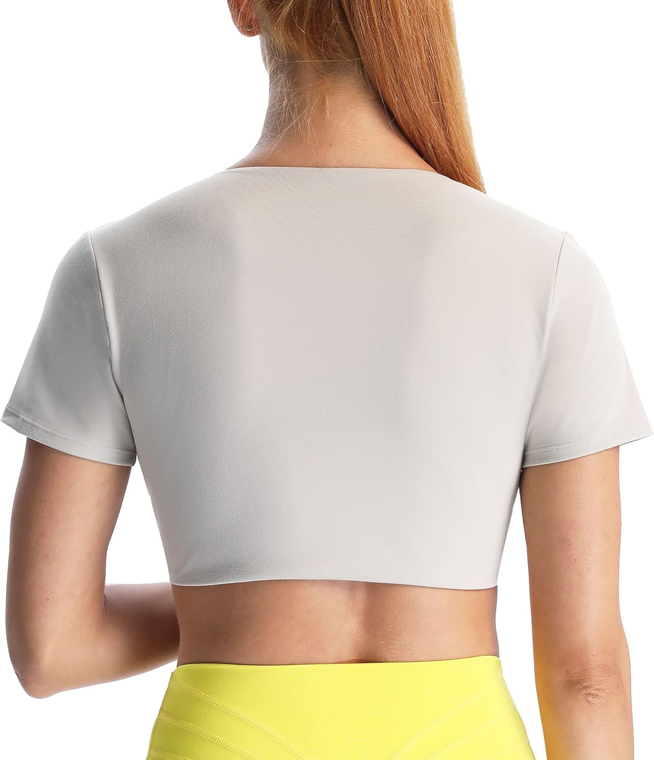 Aoxjox Short Sleeve Crop Tops for Women Sienna Twist Deep V Workout Crop T Shirt TopMink