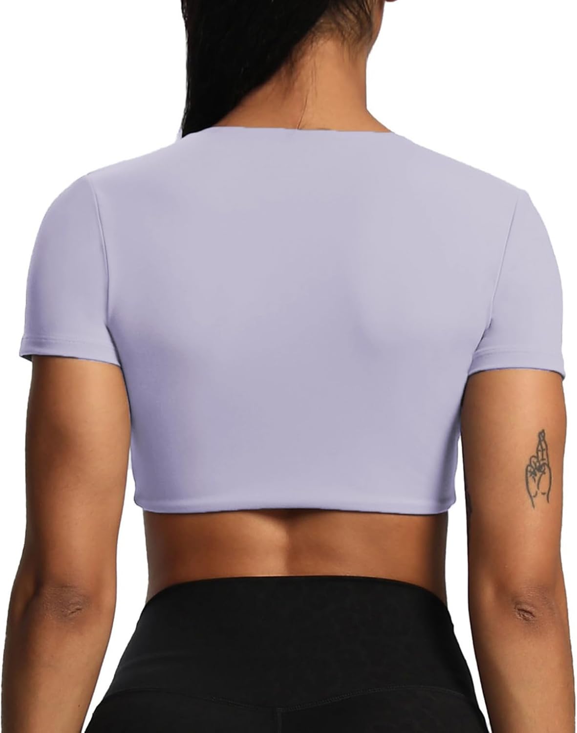 Aoxjox Short Sleeve Crop Tops for Women Sienna Twist Deep V Workout Crop T Shirt TopPurple Heather