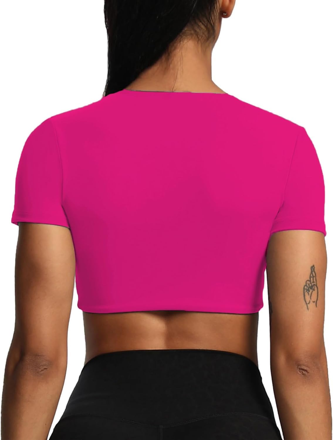 Aoxjox Short Sleeve Crop Tops for Women Sienna Twist Deep V Workout Crop T Shirt TopRose Red
