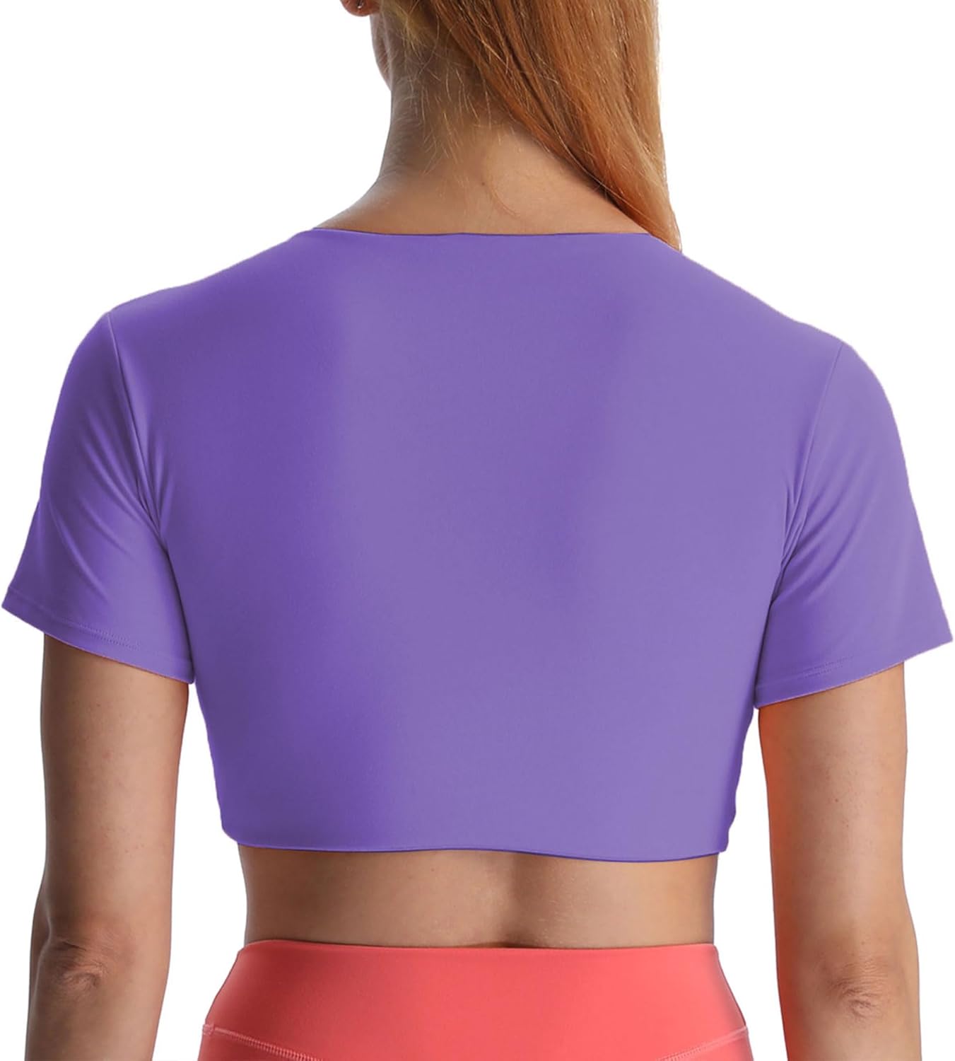 Aoxjox Short Sleeve Crop Tops for Women Sienna Twist Deep V Workout Crop T Shirt TopViolet