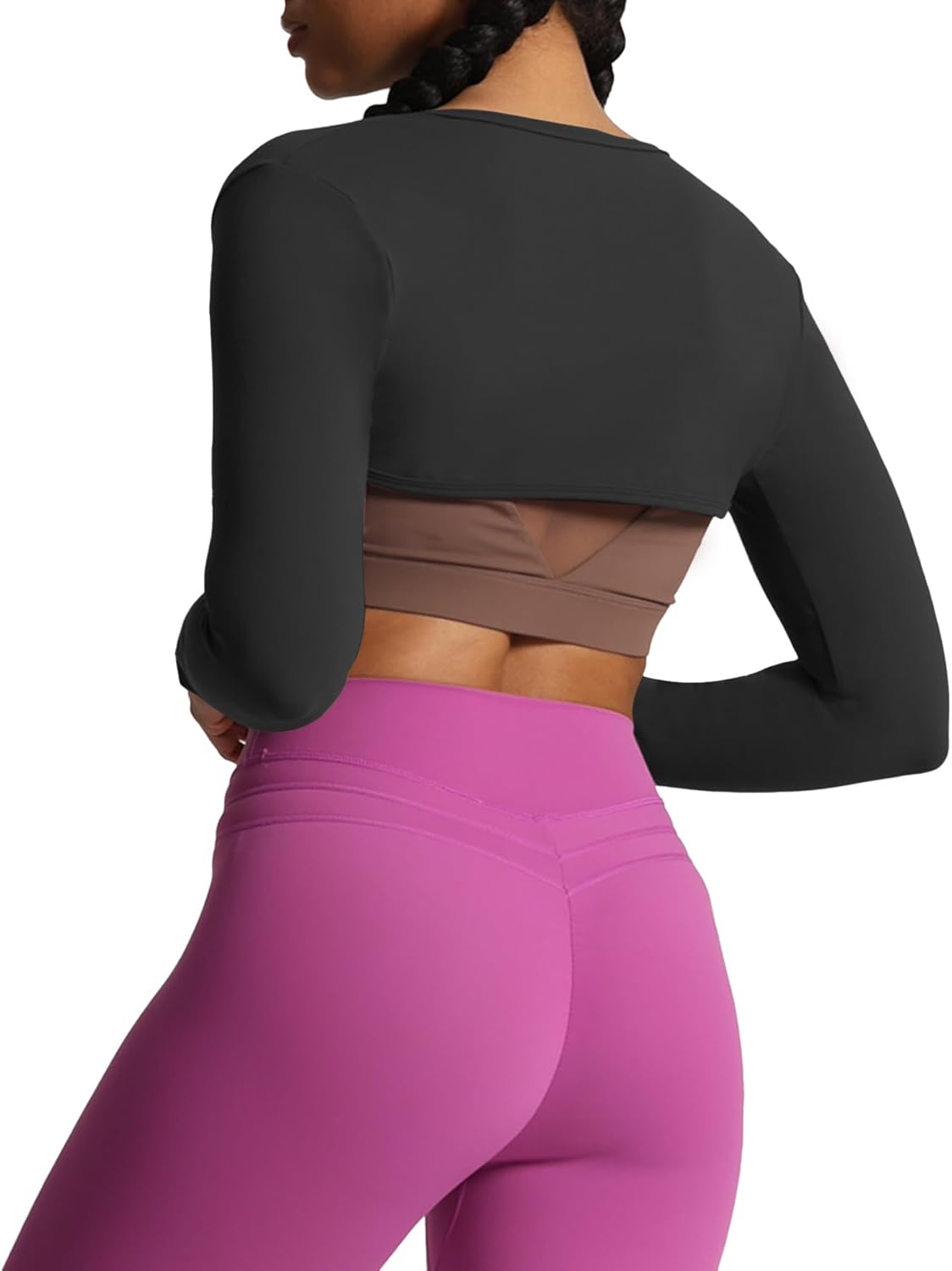 Aoxjox Womens Long Sleeve Open Front Bolero Shrug Crop Top CardiganBlack