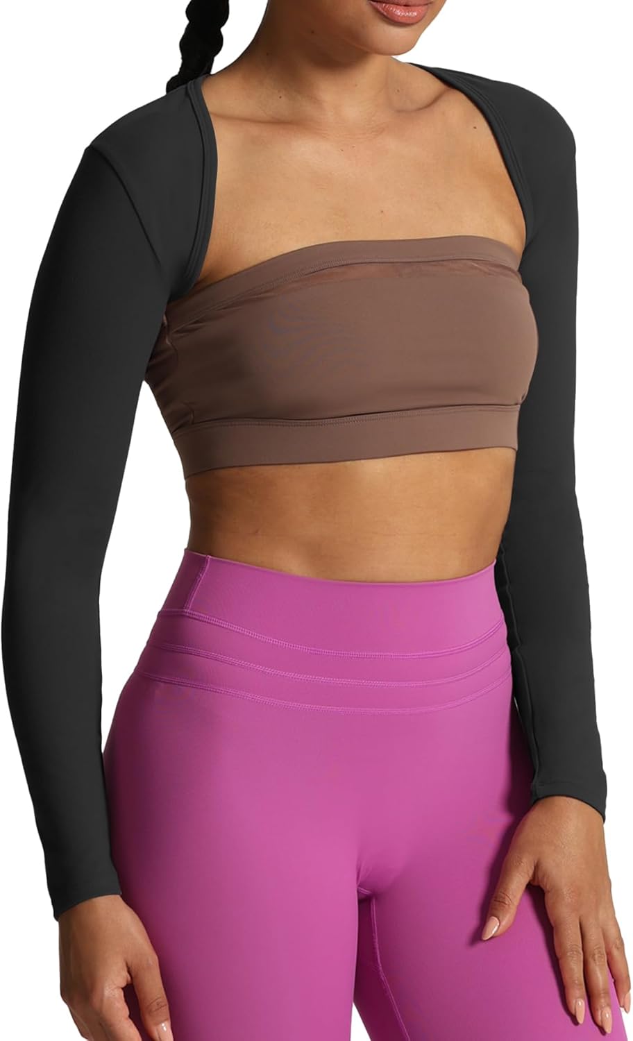 Aoxjox Womens Long Sleeve Open Front Bolero Shrug Crop Top CardiganBlack