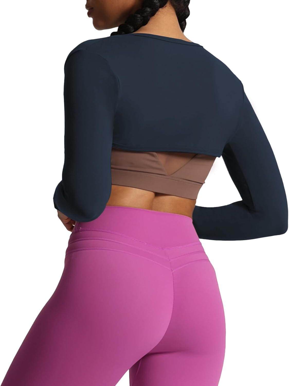 Aoxjox Womens Long Sleeve Open Front Bolero Shrug Crop Top CardiganBlueberry