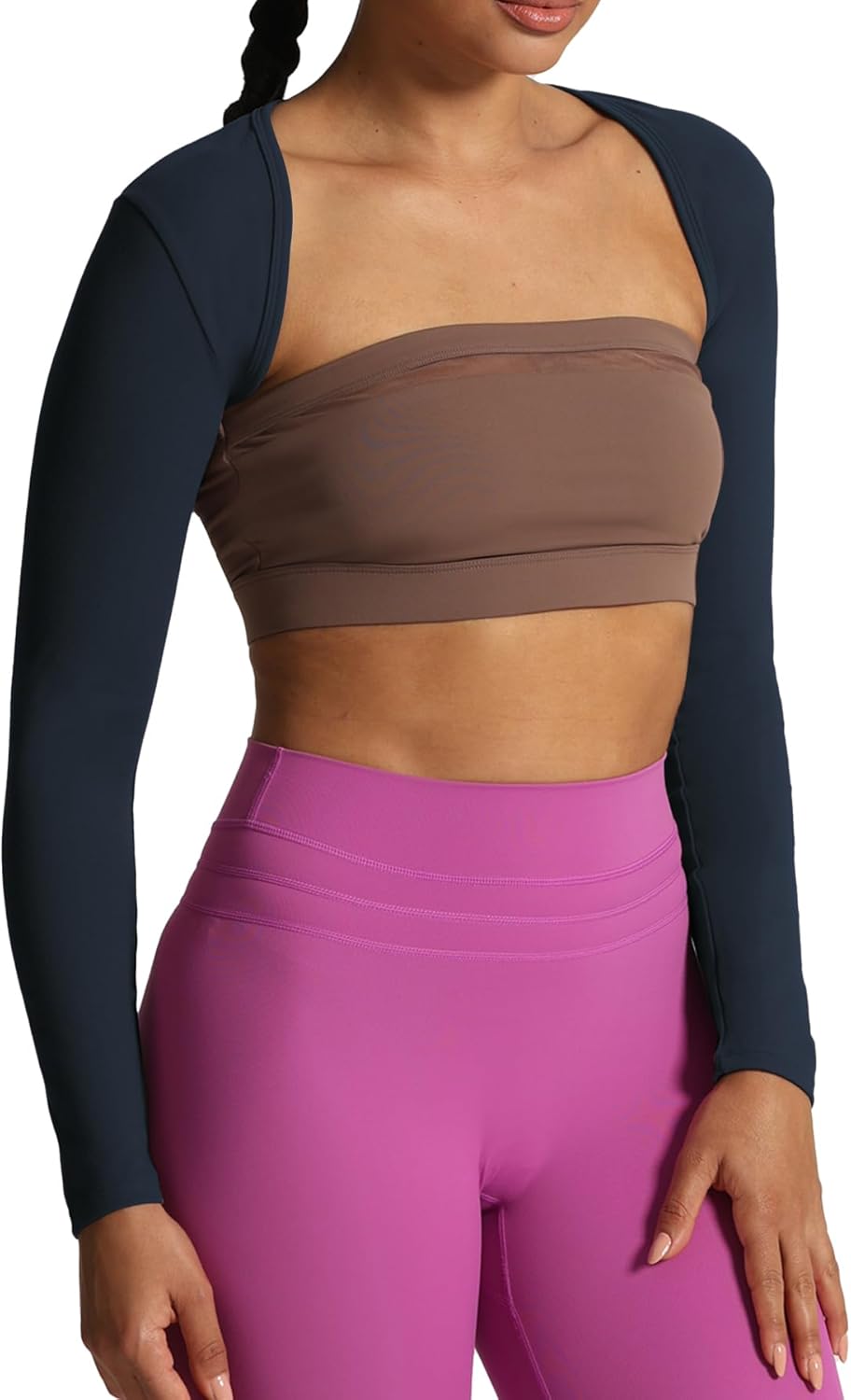 Aoxjox Womens Long Sleeve Open Front Bolero Shrug Crop Top CardiganBlueberry