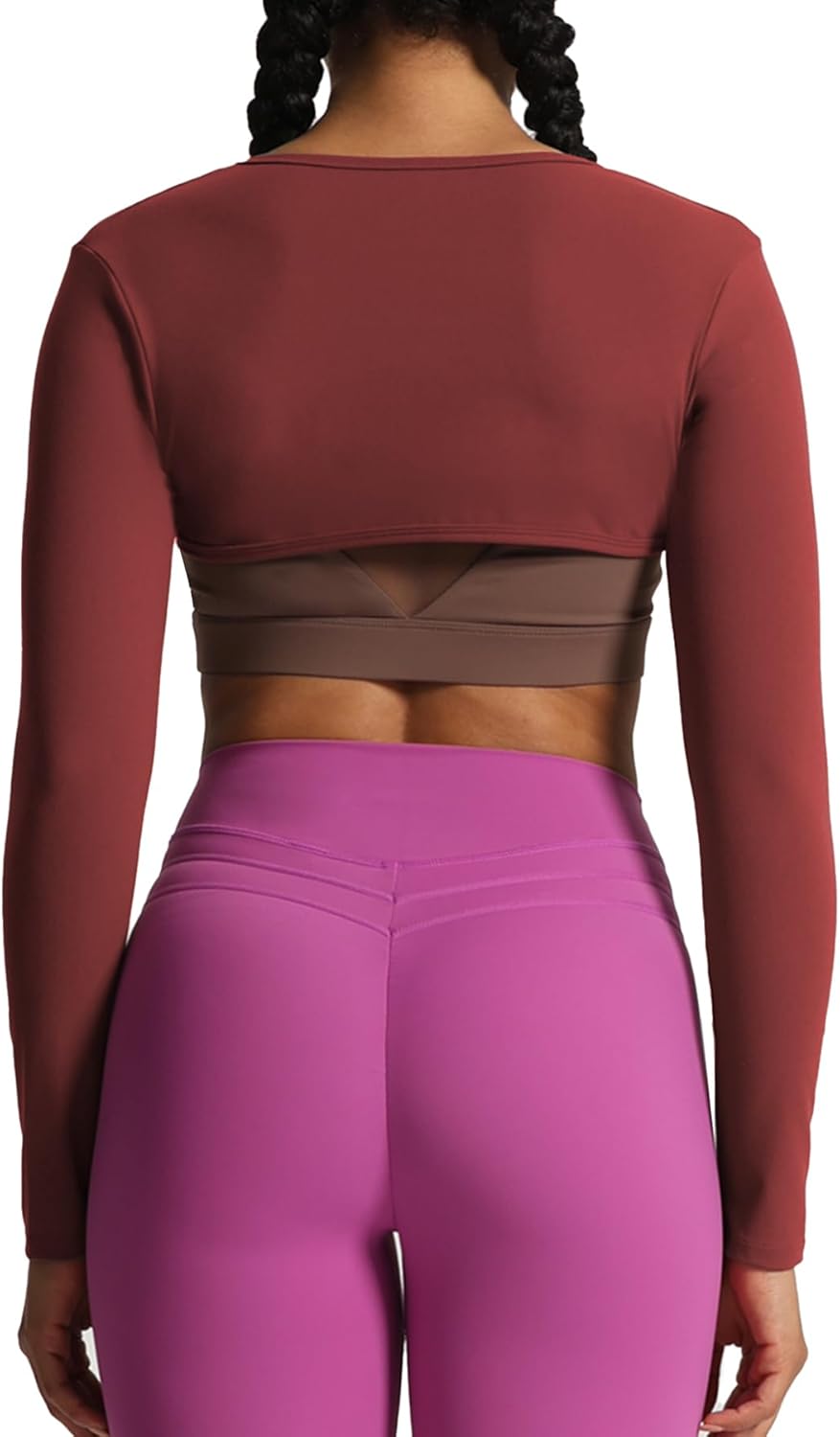 Aoxjox Womens Long Sleeve Open Front Bolero Shrug Crop Top CardiganBurgundy Reddish Brown