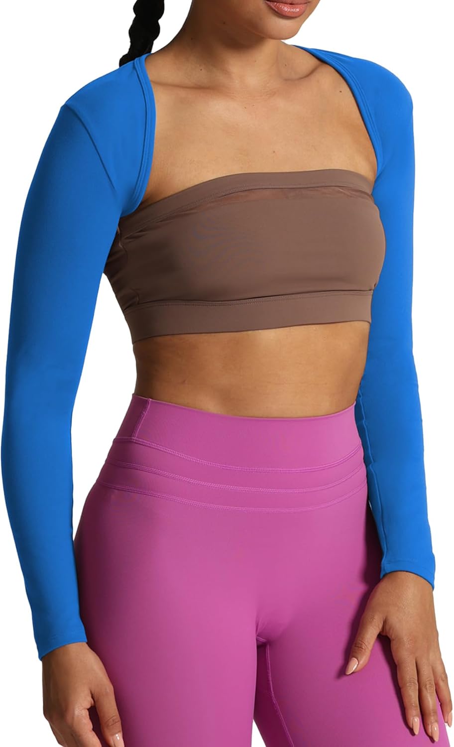 Aoxjox Womens Long Sleeve Open Front Bolero Shrug Crop Top CardiganDirectoire Blue