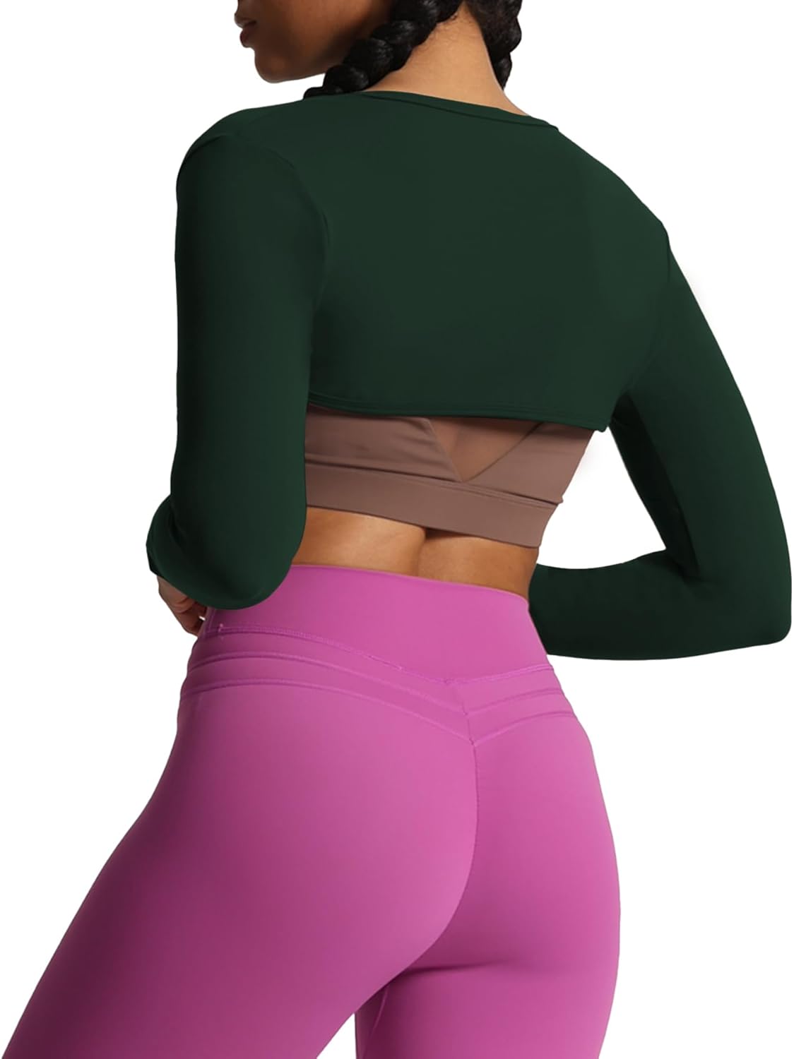 Aoxjox Womens Long Sleeve Open Front Bolero Shrug Crop Top CardiganForest Green Deep Depths Green