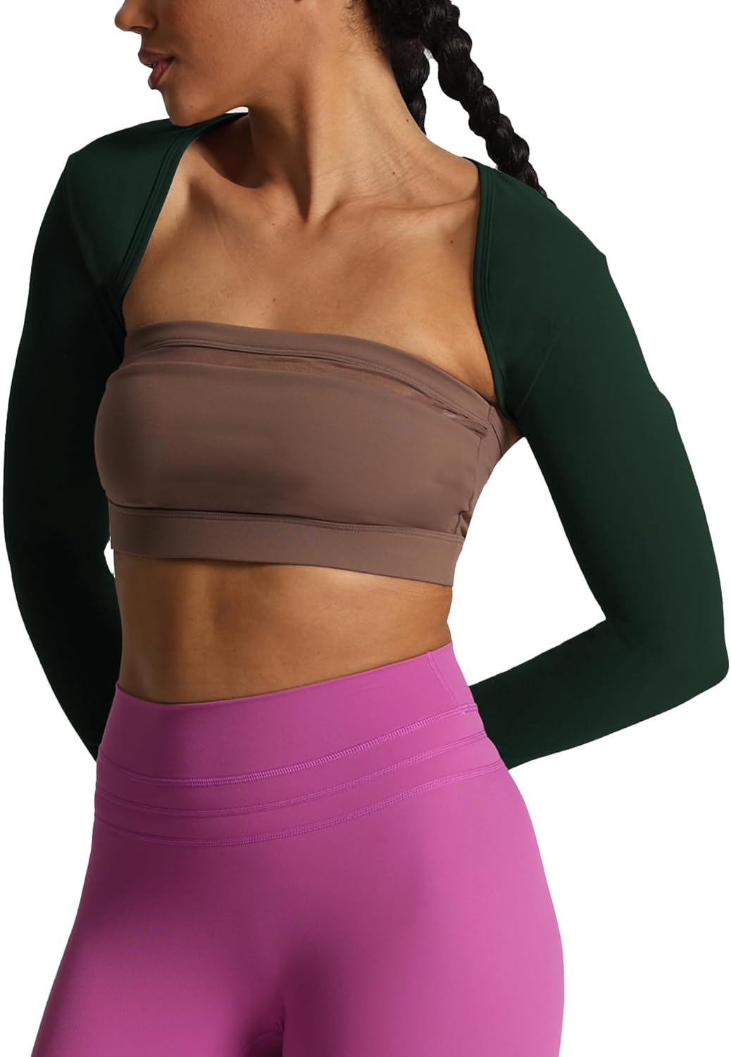 Aoxjox Womens Long Sleeve Open Front Bolero Shrug Crop Top CardiganForest Green Deep Depths Green