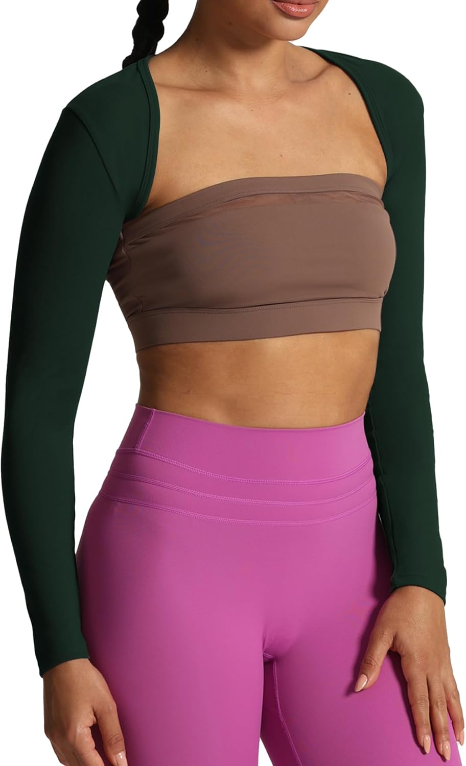 Aoxjox Womens Long Sleeve Open Front Bolero Shrug Crop Top CardiganForest Green Deep Depths Green