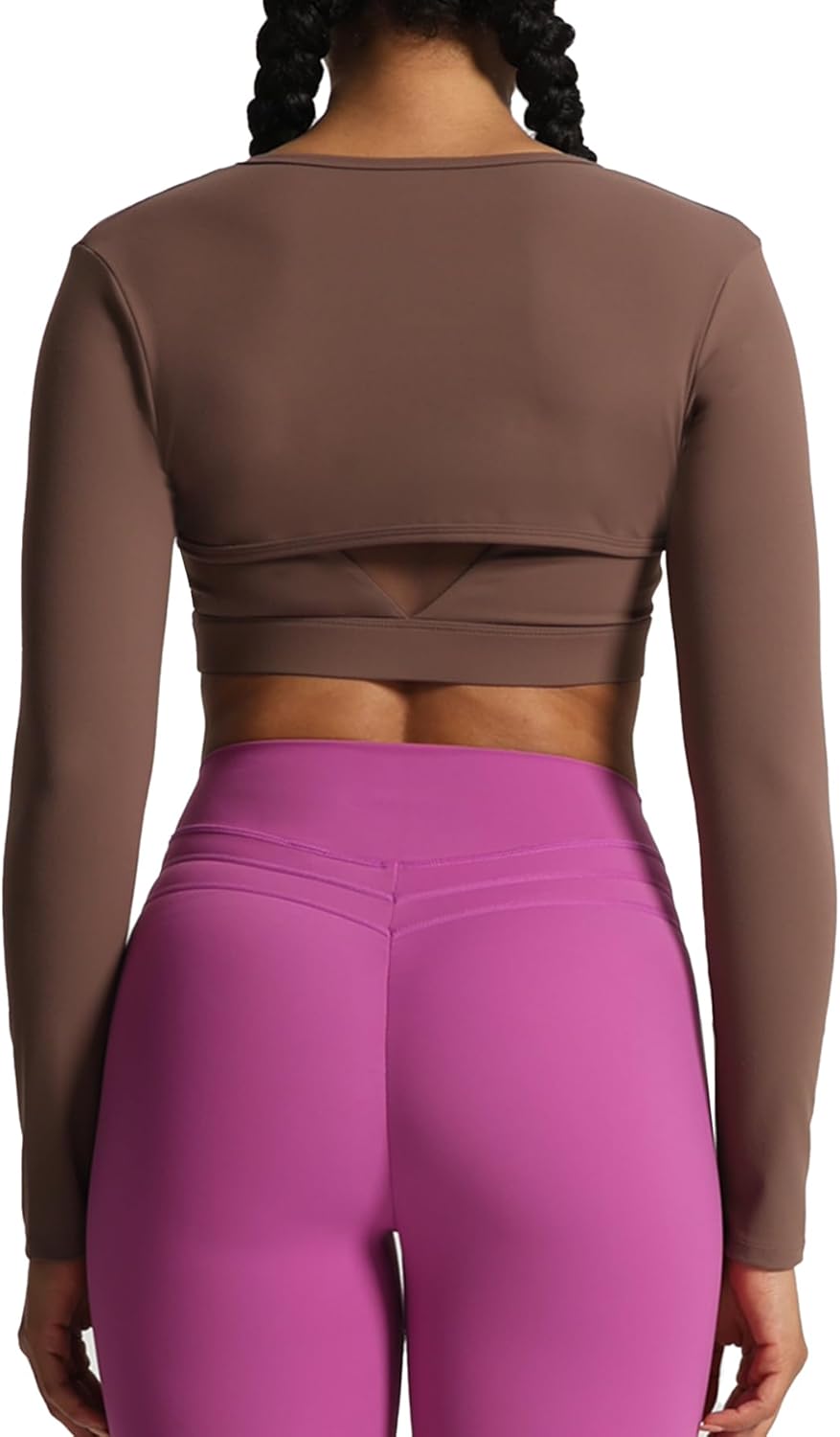 Aoxjox Womens Long Sleeve Open Front Bolero Shrug Crop Top CardiganFudge Coffee