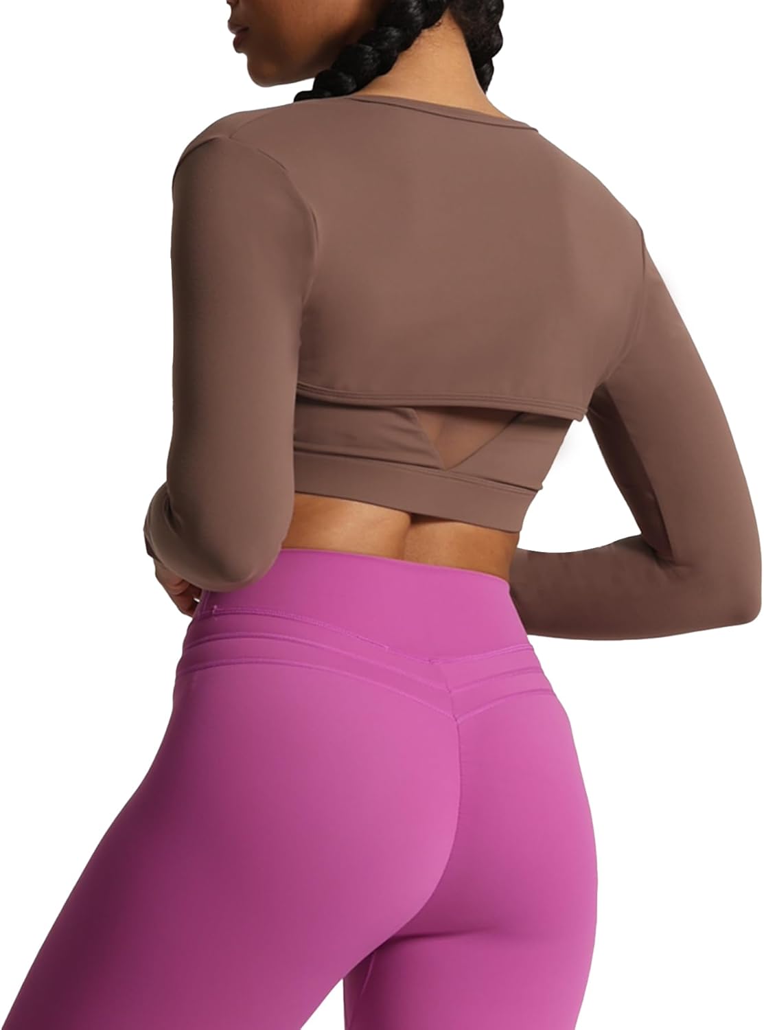 Aoxjox Womens Long Sleeve Open Front Bolero Shrug Crop Top CardiganFudge Coffee