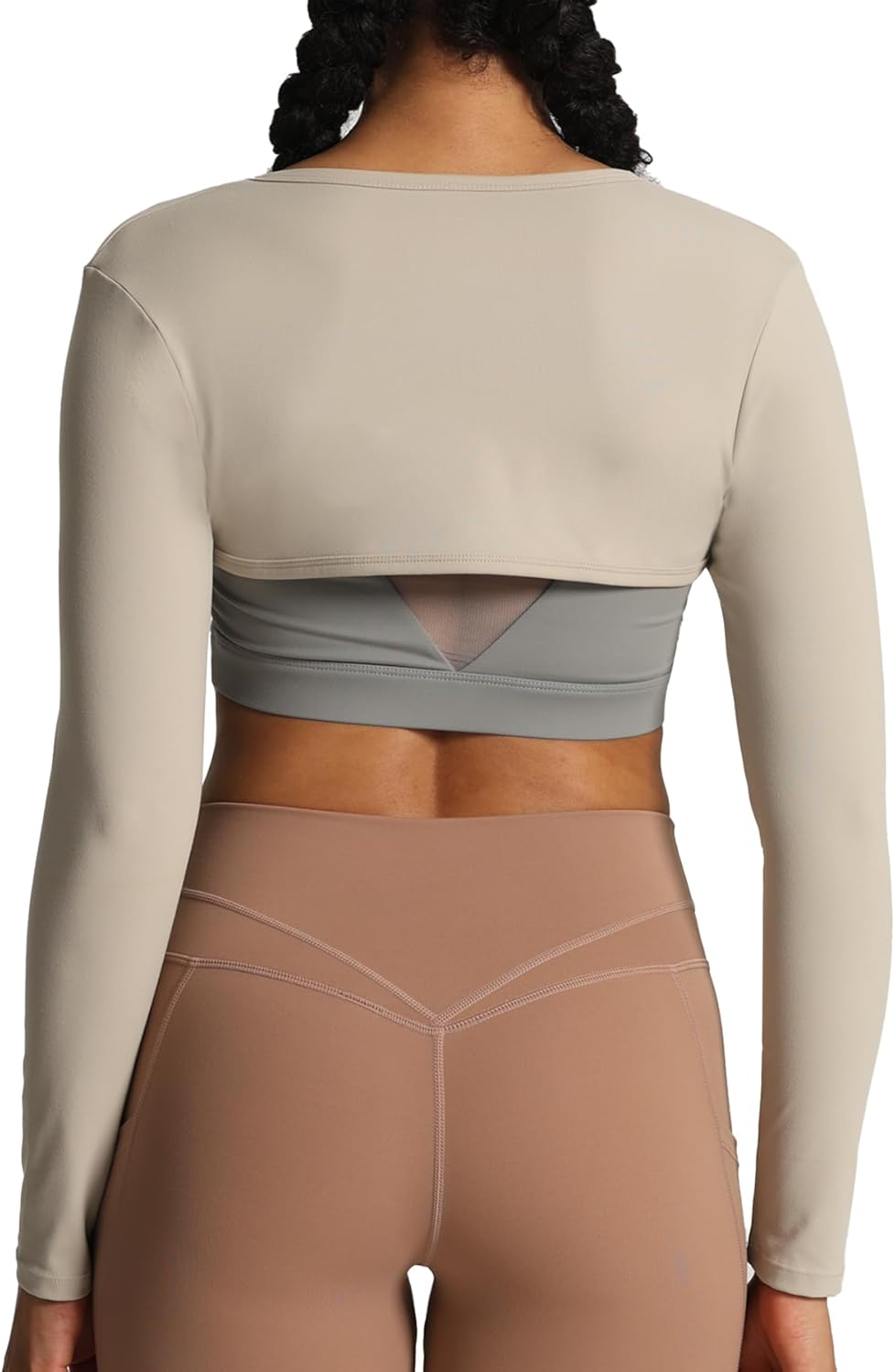 Aoxjox Womens Long Sleeve Open Front Bolero Shrug Crop Top CardiganMink