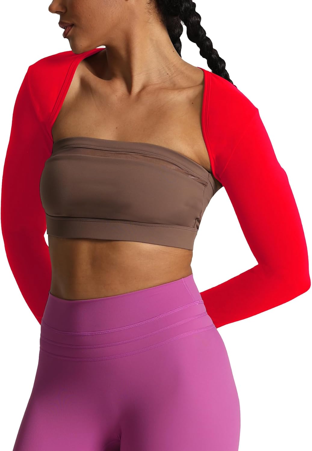 Aoxjox Womens Long Sleeve Open Front Bolero Shrug Crop Top CardiganRacing Red