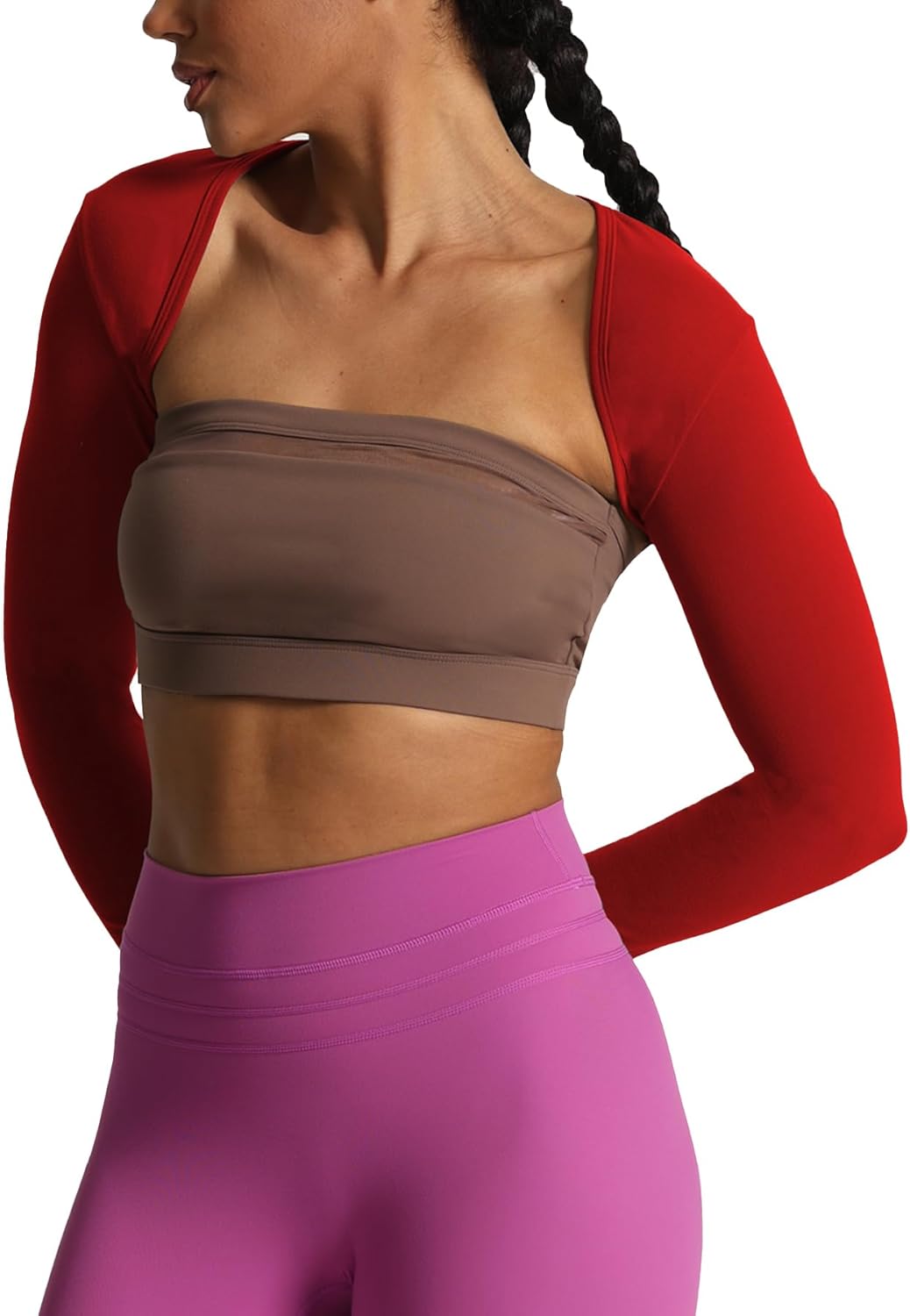 Aoxjox Womens Long Sleeve Open Front Bolero Shrug Crop Top CardiganRumba Red