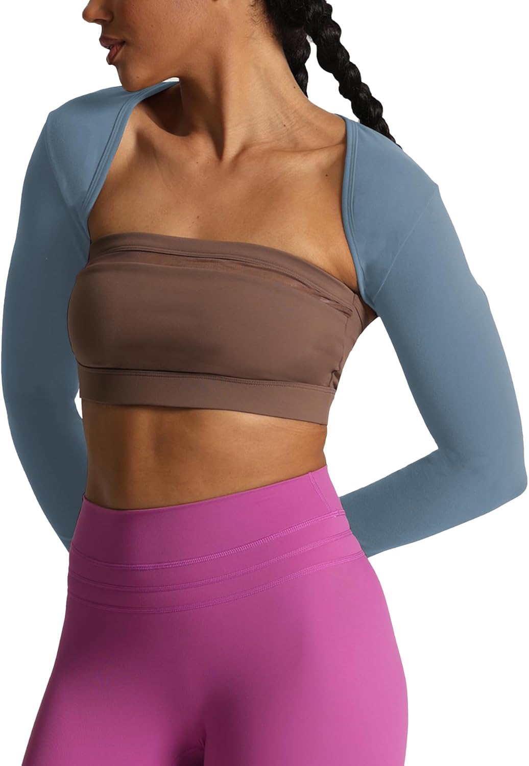 Aoxjox Womens Long Sleeve Open Front Bolero Shrug Crop Top CardiganSteel Blue