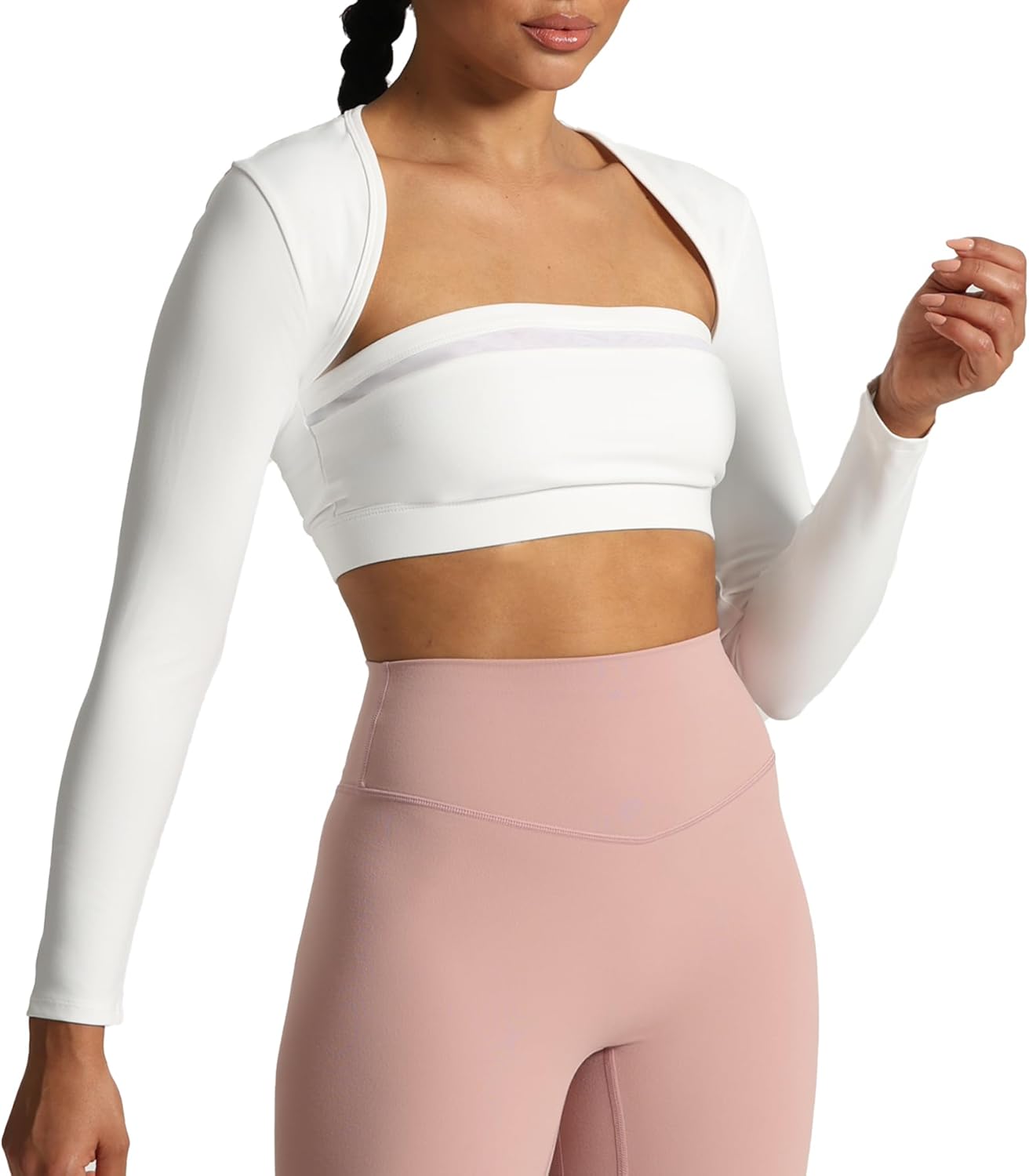 Aoxjox Womens Long Sleeve Open Front Bolero Shrug Crop Top CardiganWhite