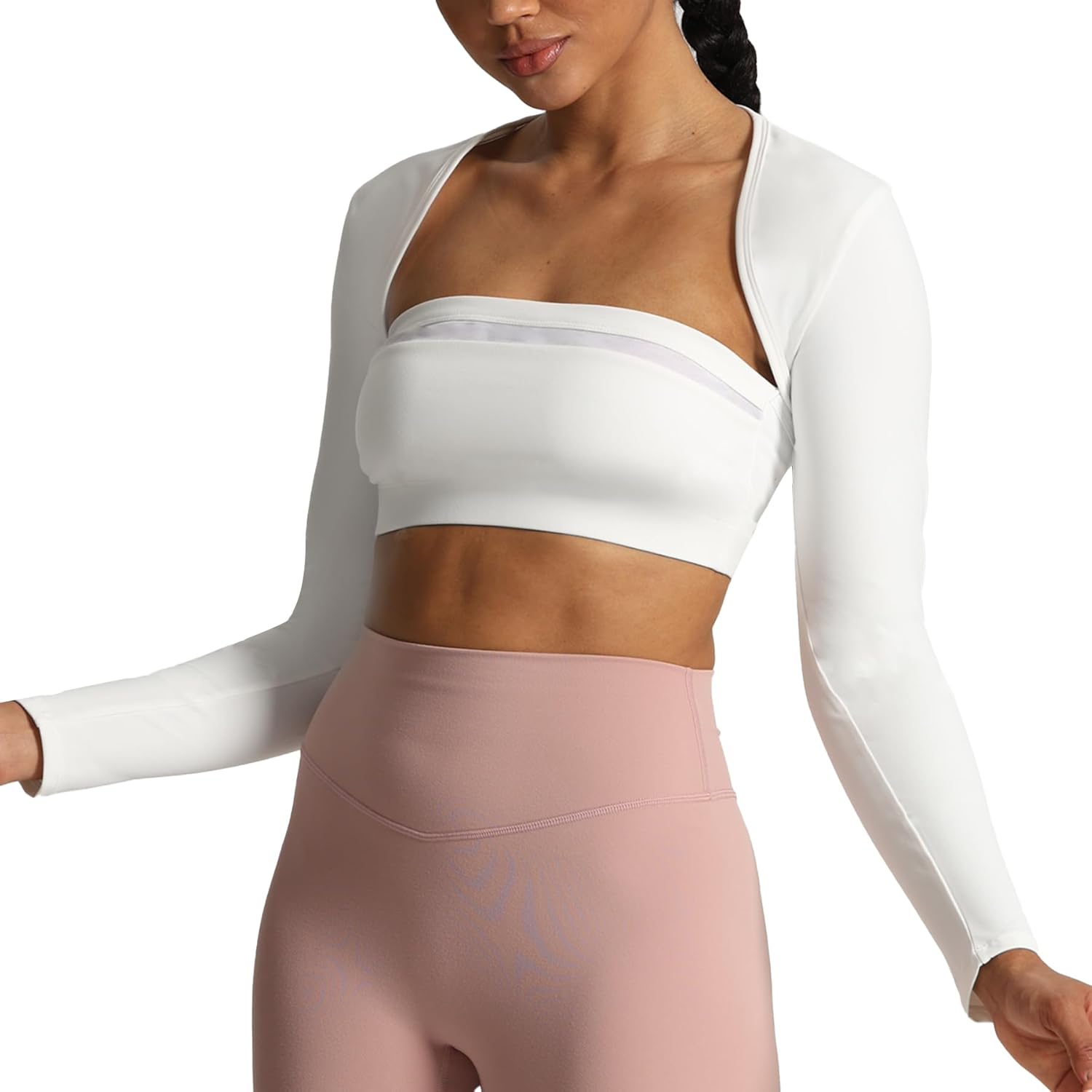 Aoxjox Womens Long Sleeve Open Front Bolero Shrug Crop Top CardiganWhite
