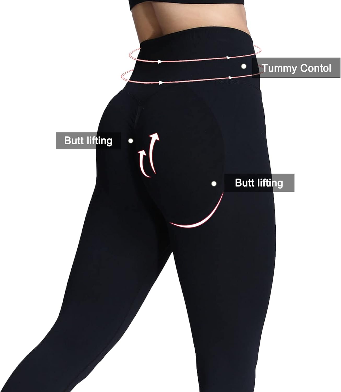 Aoxjox Womens Scrunch Butt Lifting Seamless Leggings Booty High Waisted Workout Yoga PantsA Black