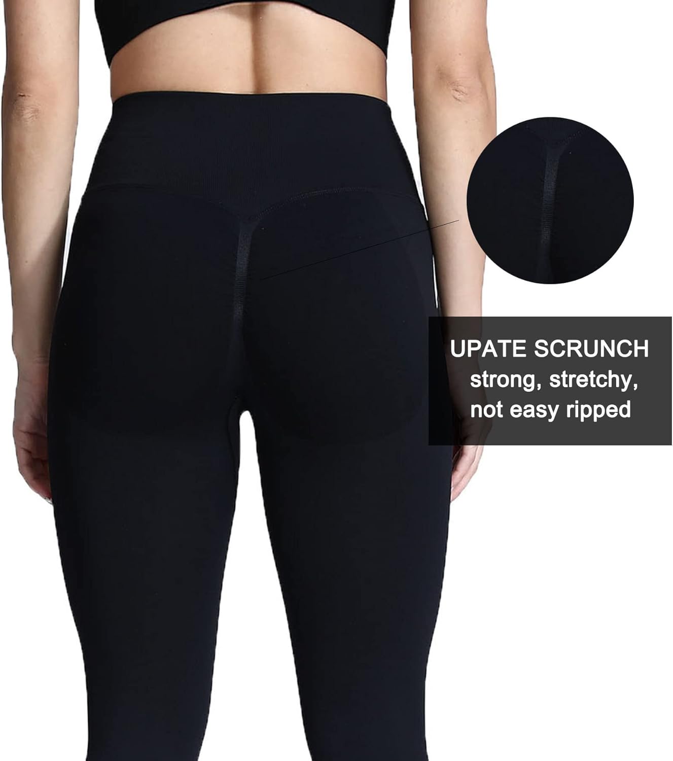 Aoxjox Womens Scrunch Butt Lifting Seamless Leggings Booty High Waisted Workout Yoga PantsA Black