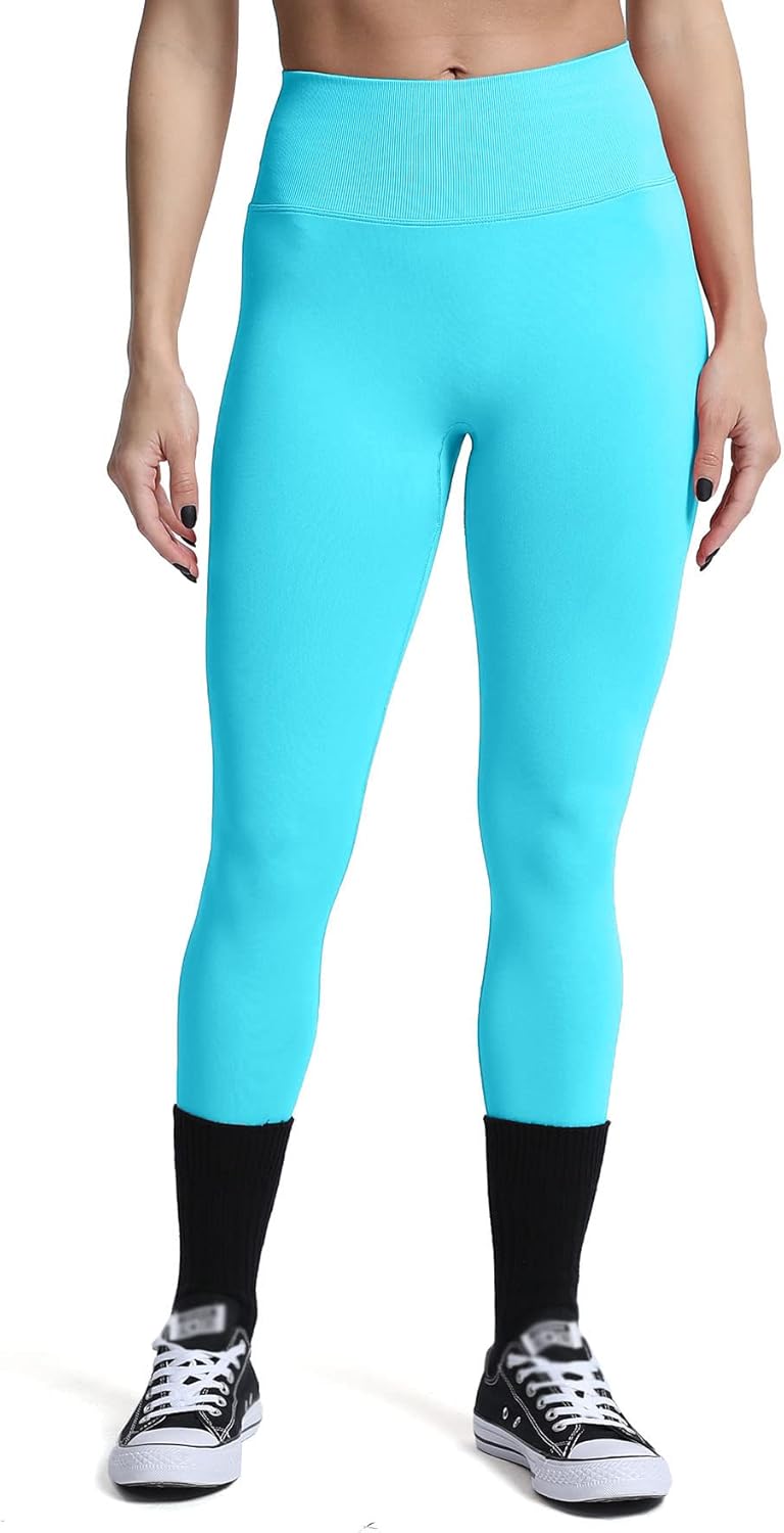 Aoxjox Womens Scrunch Butt Lifting Seamless Leggings Booty High Waisted Workout Yoga PantsA Blue Elixir