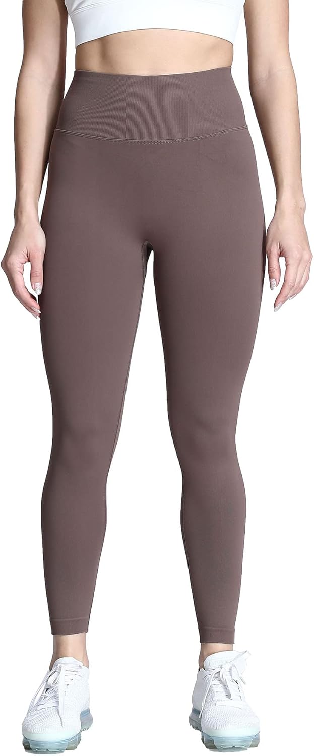 Aoxjox Womens Scrunch Butt Lifting Seamless Leggings Booty High Waisted Workout Yoga PantsA Brown