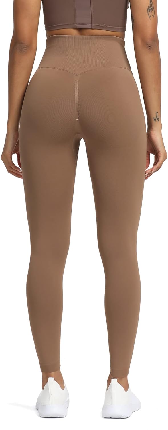 Aoxjox Womens Scrunch Butt Lifting Seamless Leggings Booty High Waisted Workout Yoga PantsA Coffee